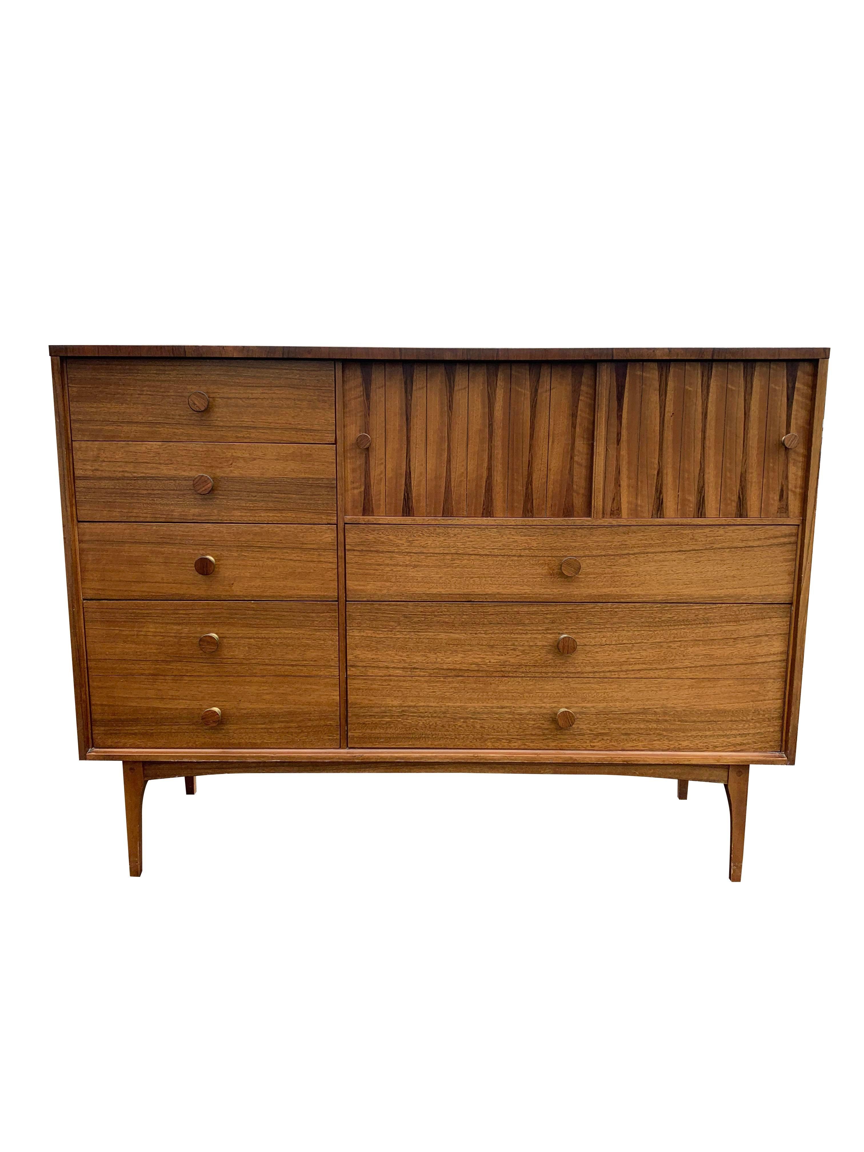 Mid-Century Modern Mid Century Modern Lane Rosewood and Satinwood High Chest Dresser For Sale