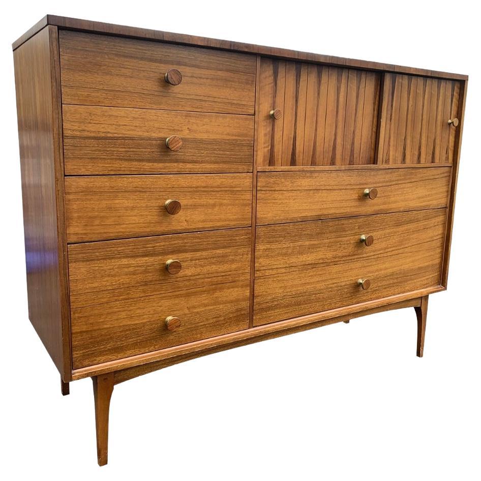 Mid Century Modern Lane Rosewood and Satinwood High Chest Dresser
