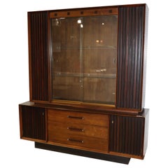 Mid-Century Modern Lane Rosewood and Walnut China Cabinet Breakfront, circa 1960