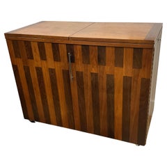 Mid-Century Modern Lane Rosewood Rolling Dry Bar Cabinet with Drop-Leaf Top