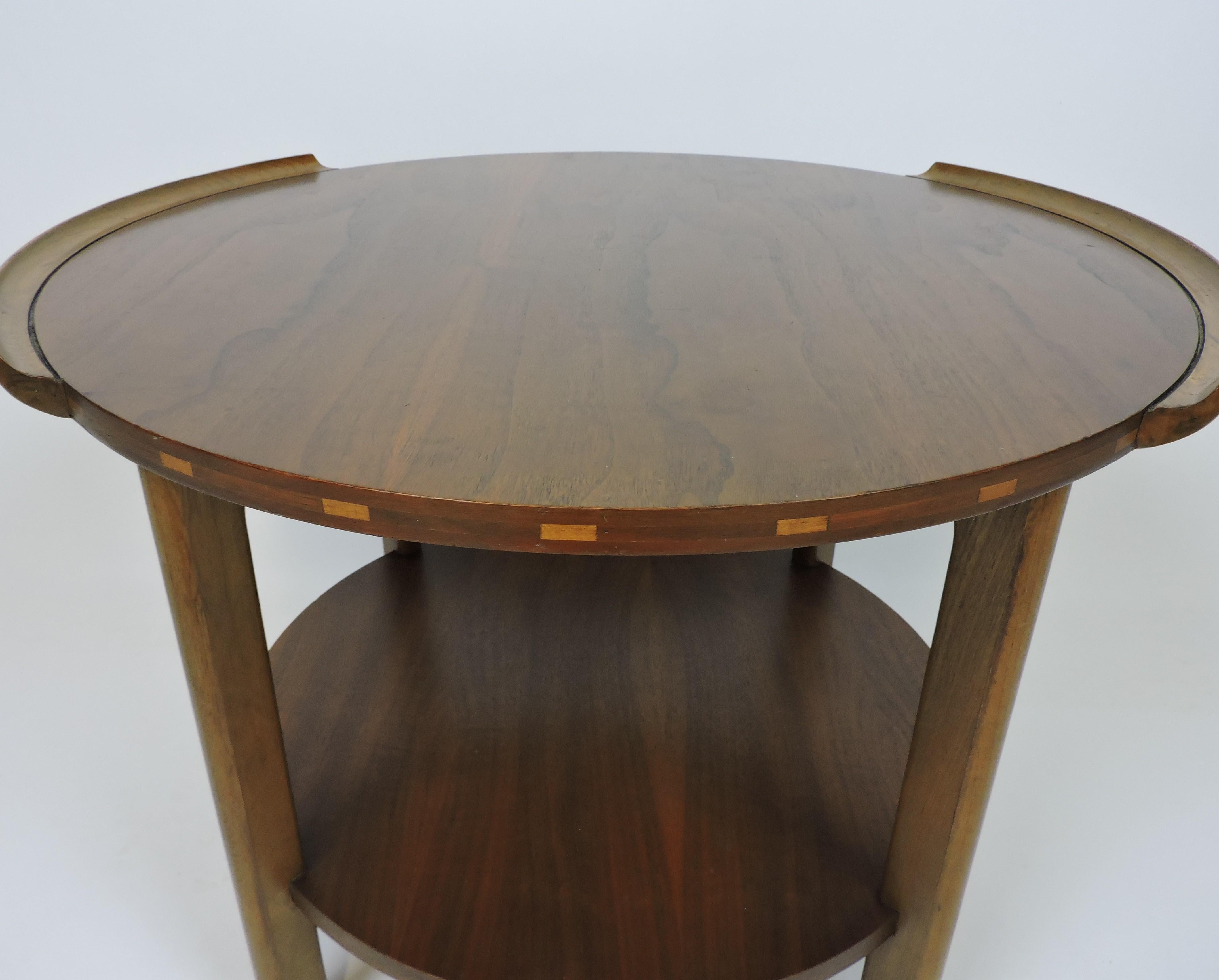 American Mid Century Modern Lane Round Walnut Side or Occasional Table Style 1050