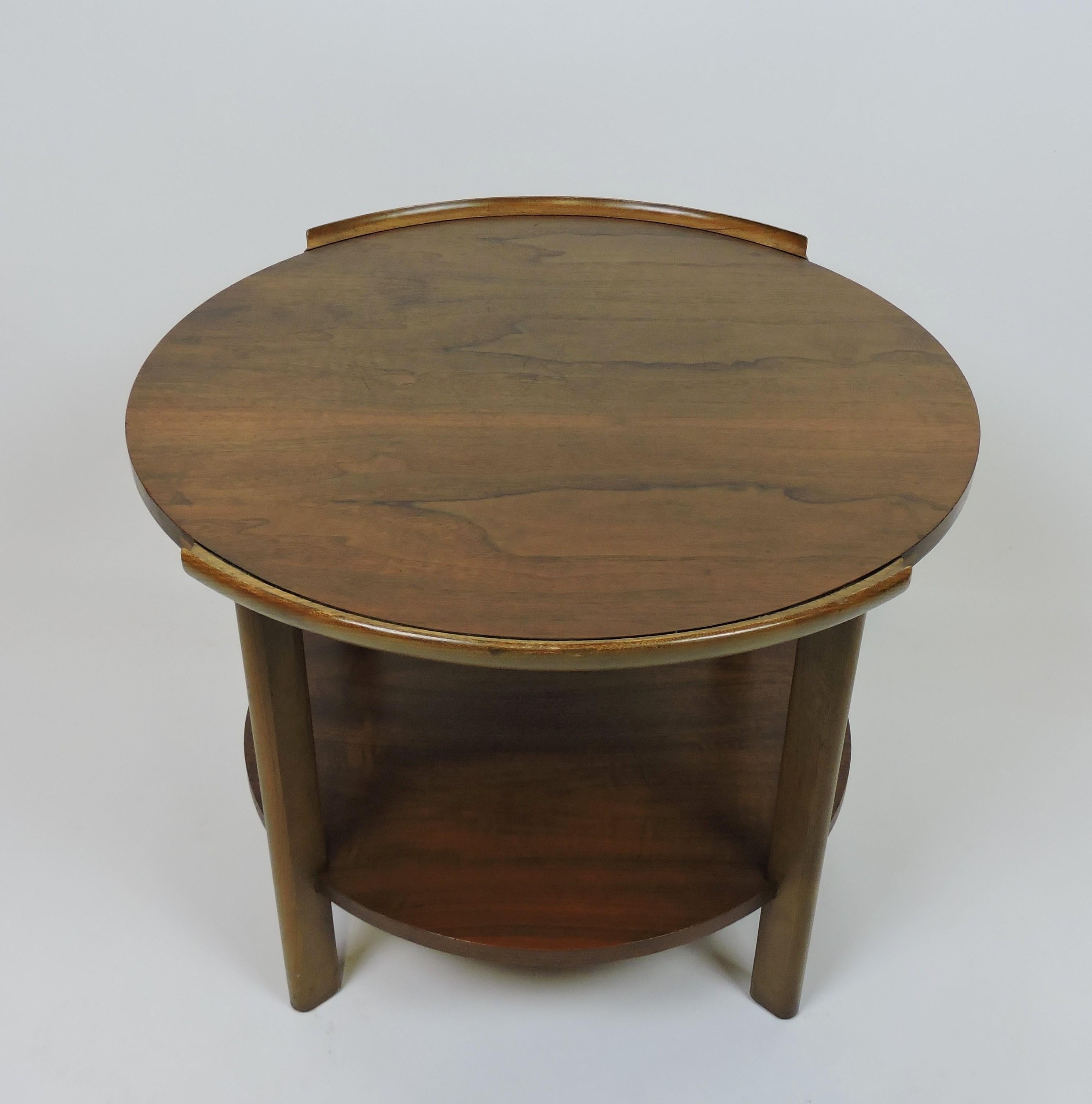 Mid-20th Century Mid Century Modern Lane Round Walnut Side or Occasional Table Style 1050