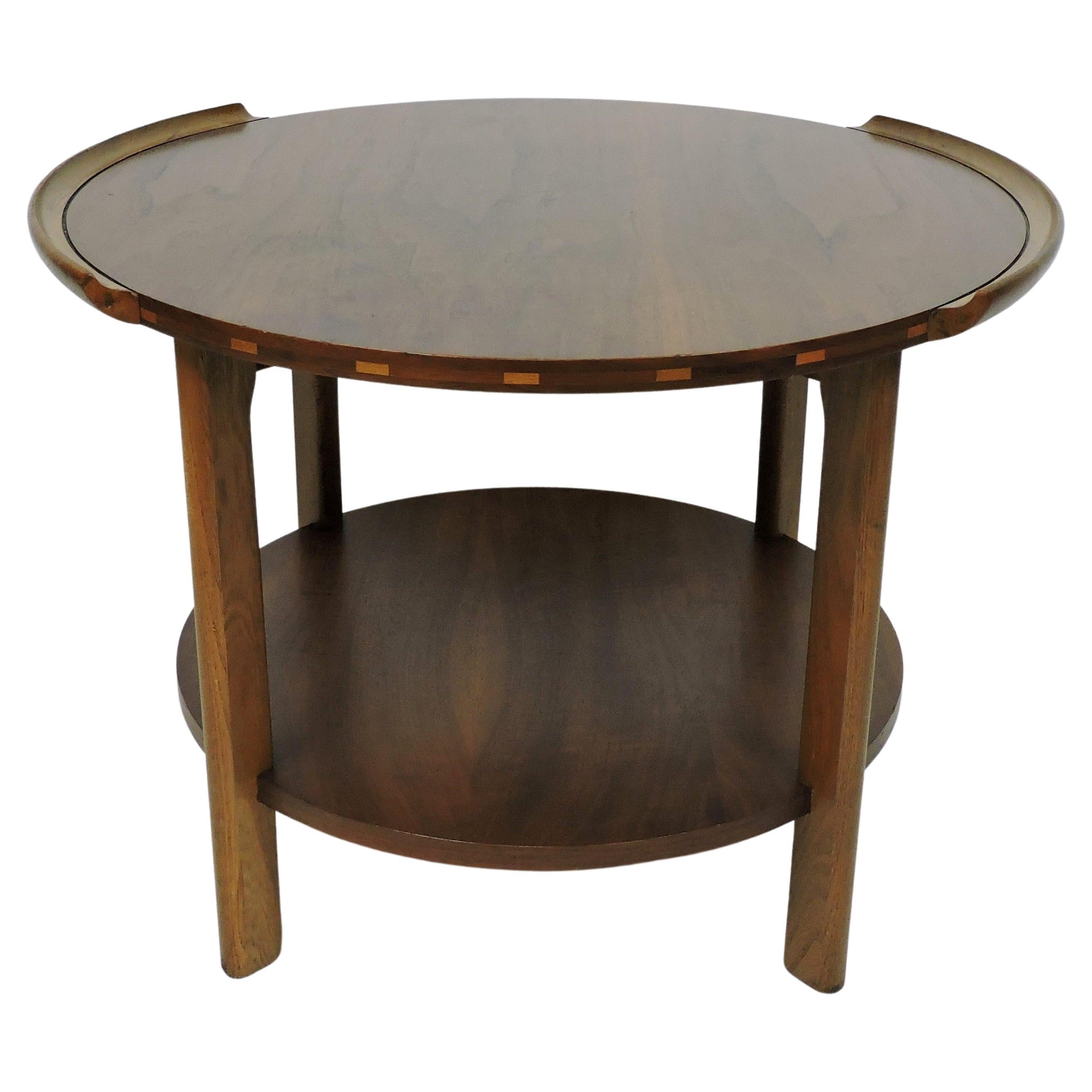 Mid Century Modern Lane Round Walnut Side or Occasional Table Style 1050