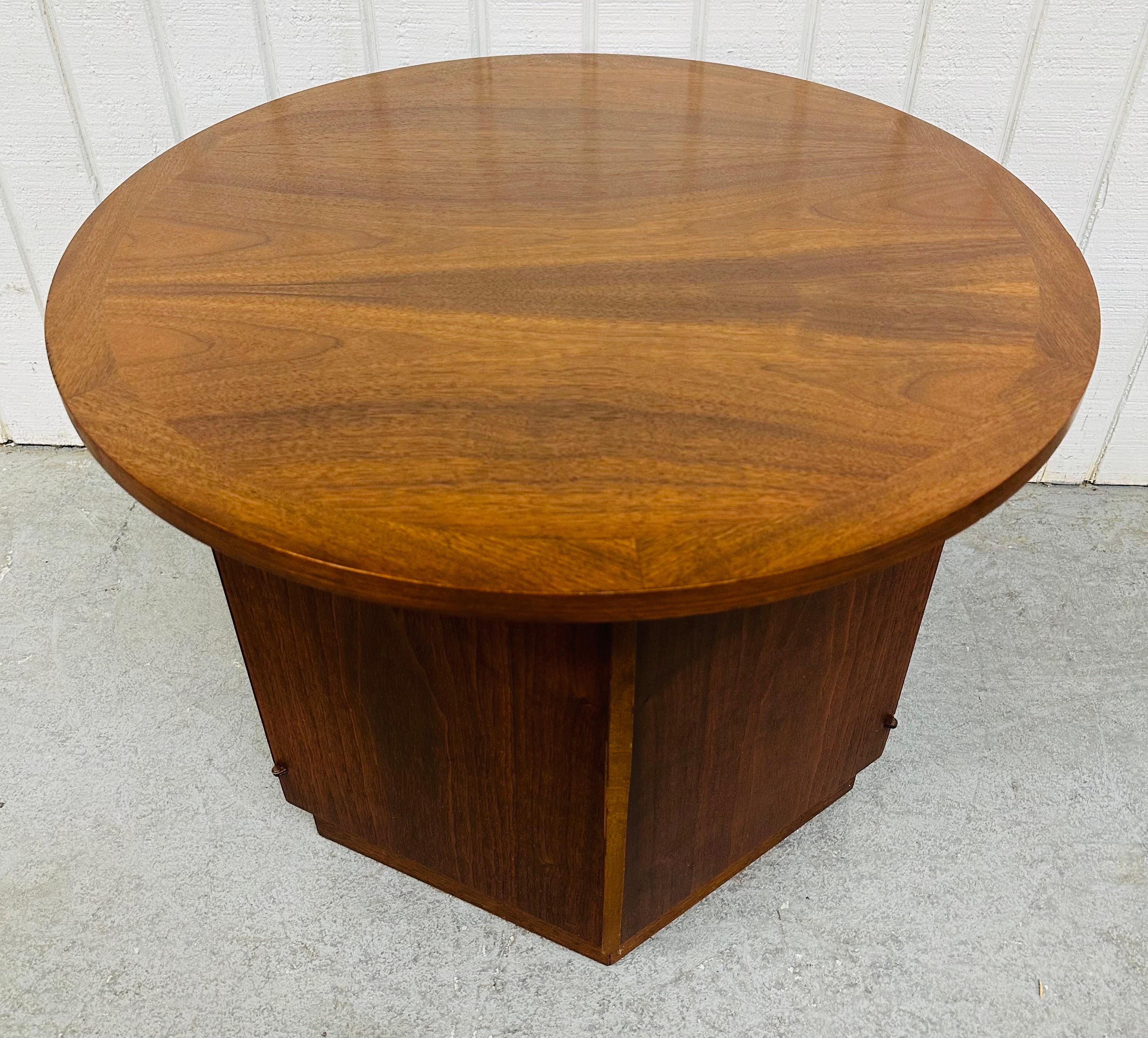 Mid-Century Modern Lane Round Walnut Side Tables - Set of 2 1