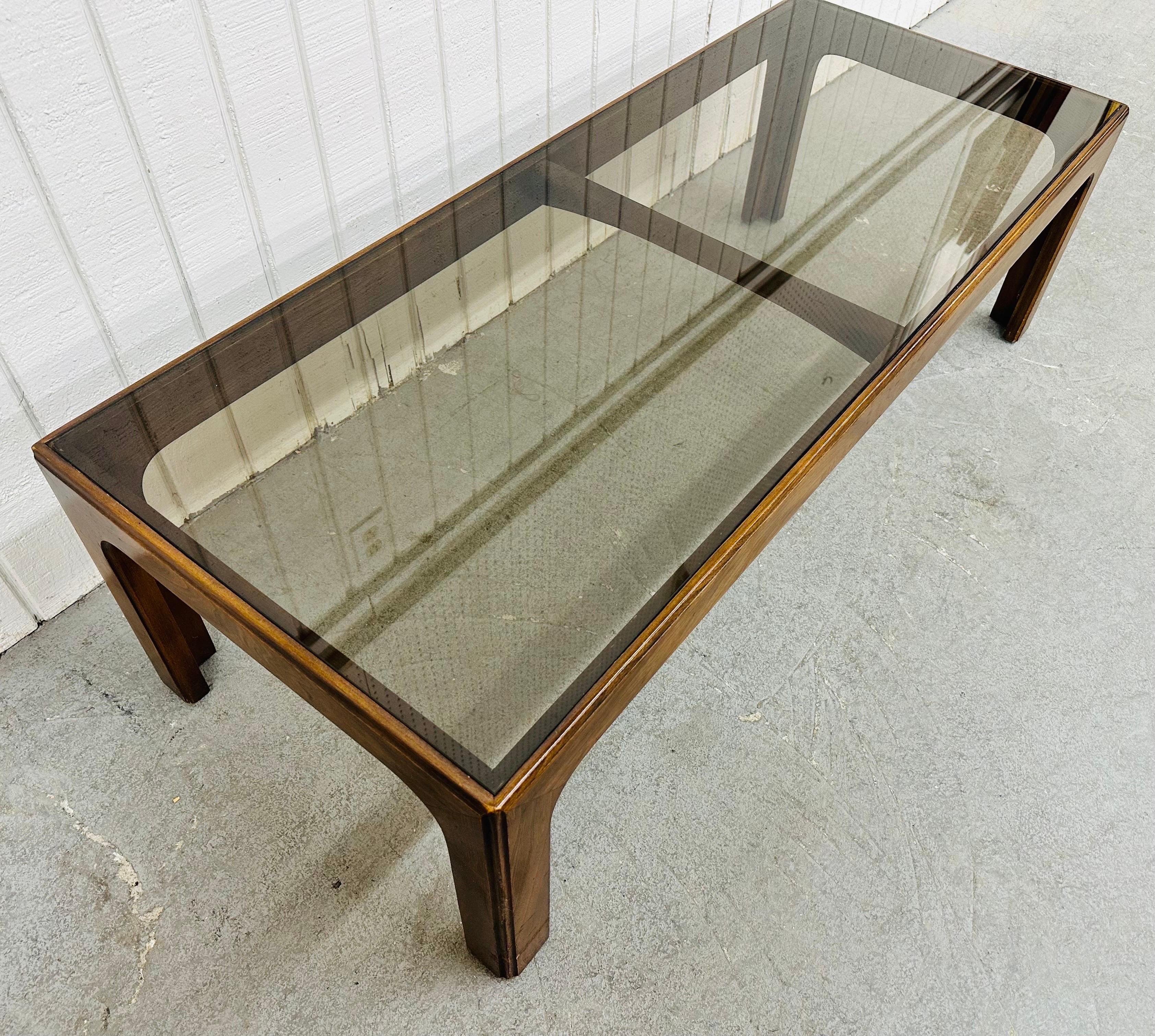 American Mid-Century Modern Lane Style Smoked Glass Coffee Table For Sale