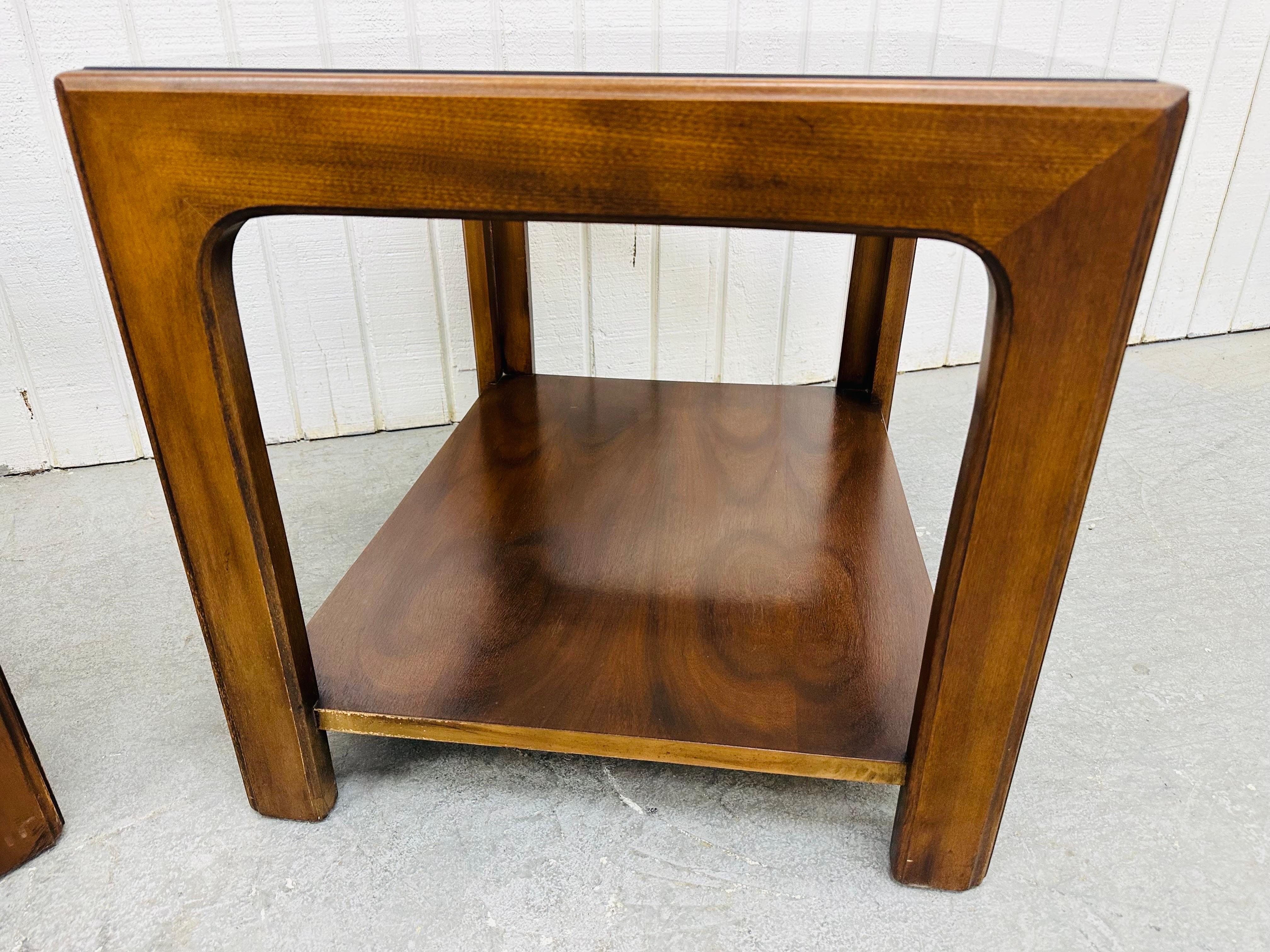 Mid-Century Modern Lane Style Smoked Glass Side Tables - Set of 2 2
