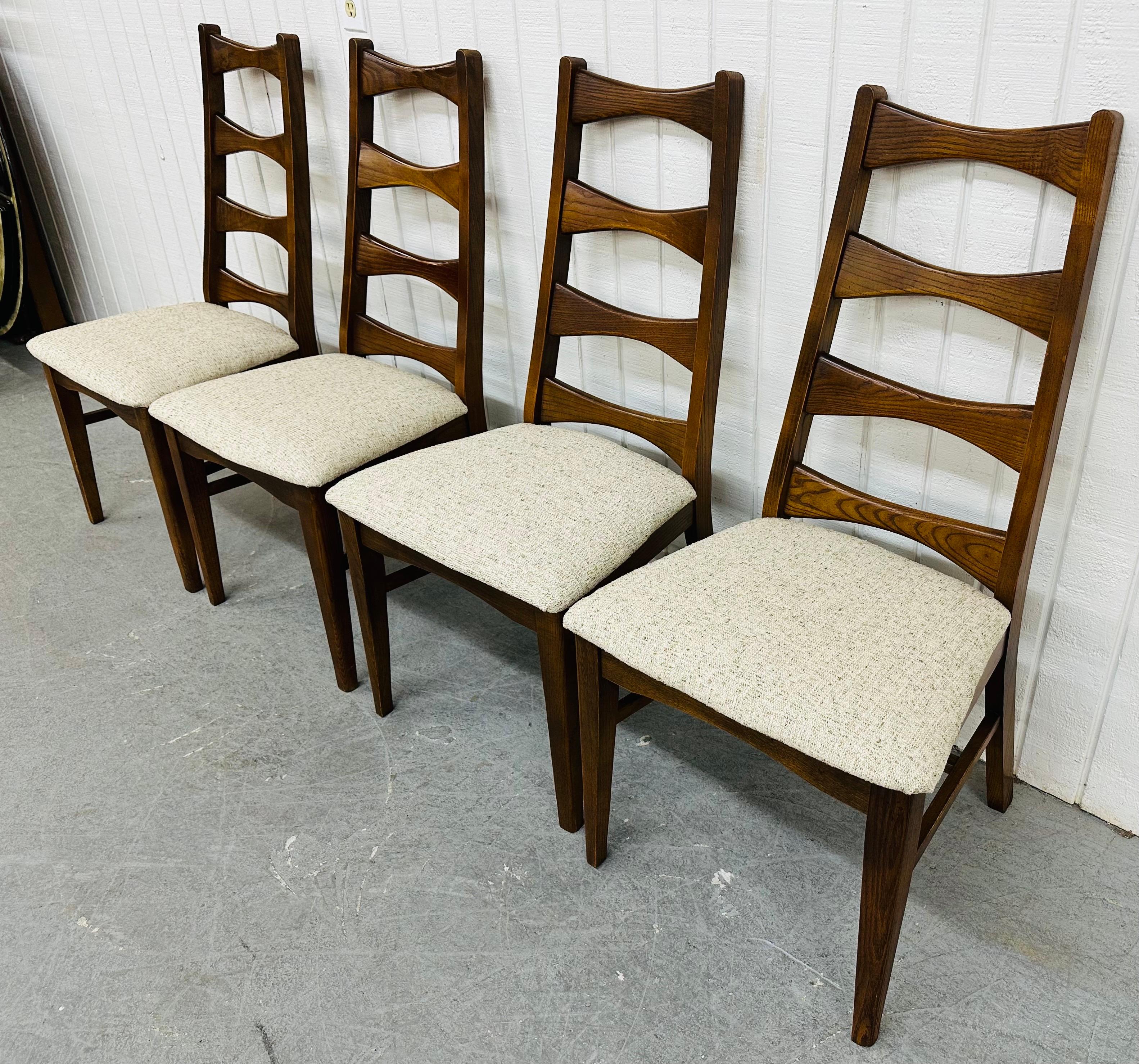 American Mid-Century Modern Lane Style Walnut Dining Chairs - Set of 4