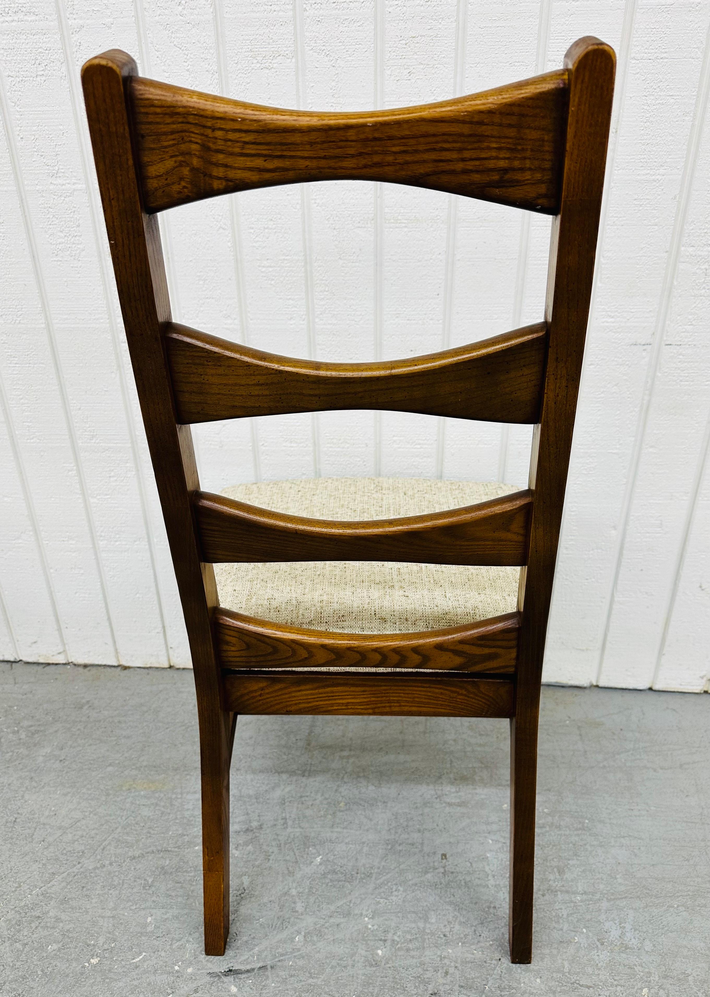 Upholstery Mid-Century Modern Lane Style Walnut Dining Chairs - Set of 4