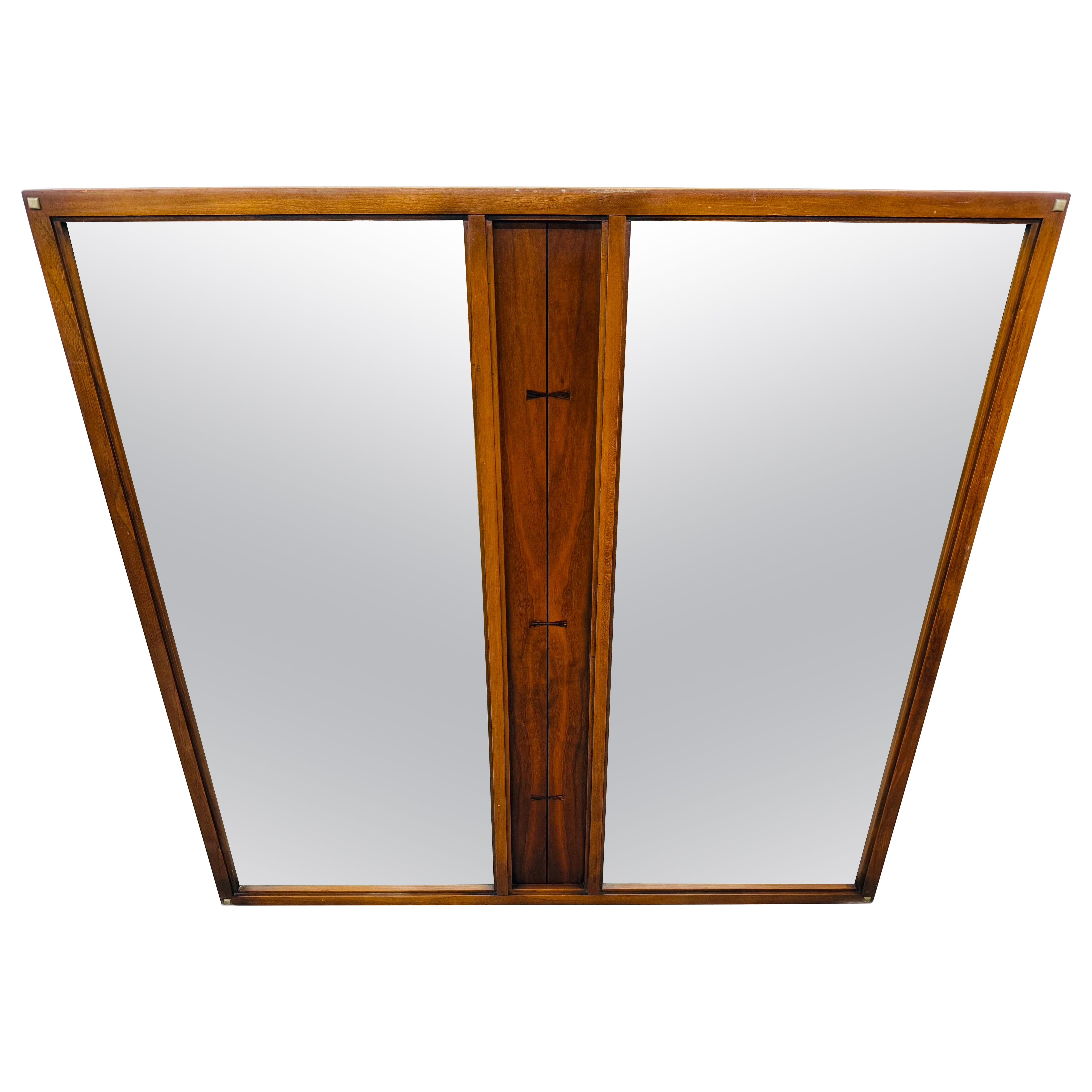 Mid-Century Modern Lane Tuxedo Double Walnut Mirror