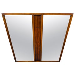 Mid-Century Modern Lane Tuxedo Double Walnut Mirror