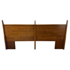 Mid-Century Modern Lane Tuxedo King Size Walnut Headboard - Refinished!