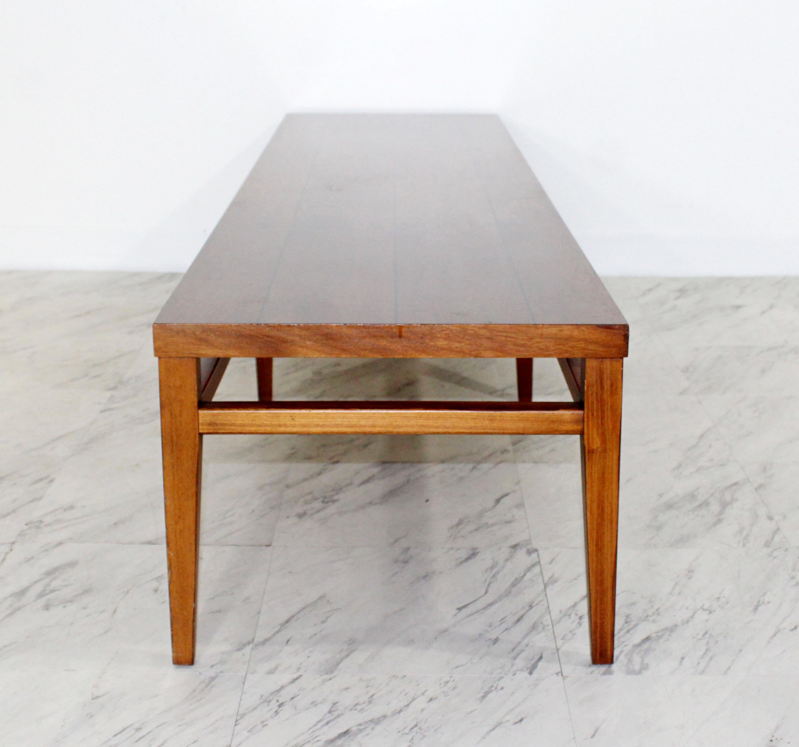 American Mid-Century Modern Lane Tuxedo Long Low Coffee Table Bench, 1960s