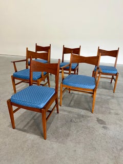 Mid Century Modern Lane Tuxedo Walnut and Rosewood Dining Chairs, Set of 6