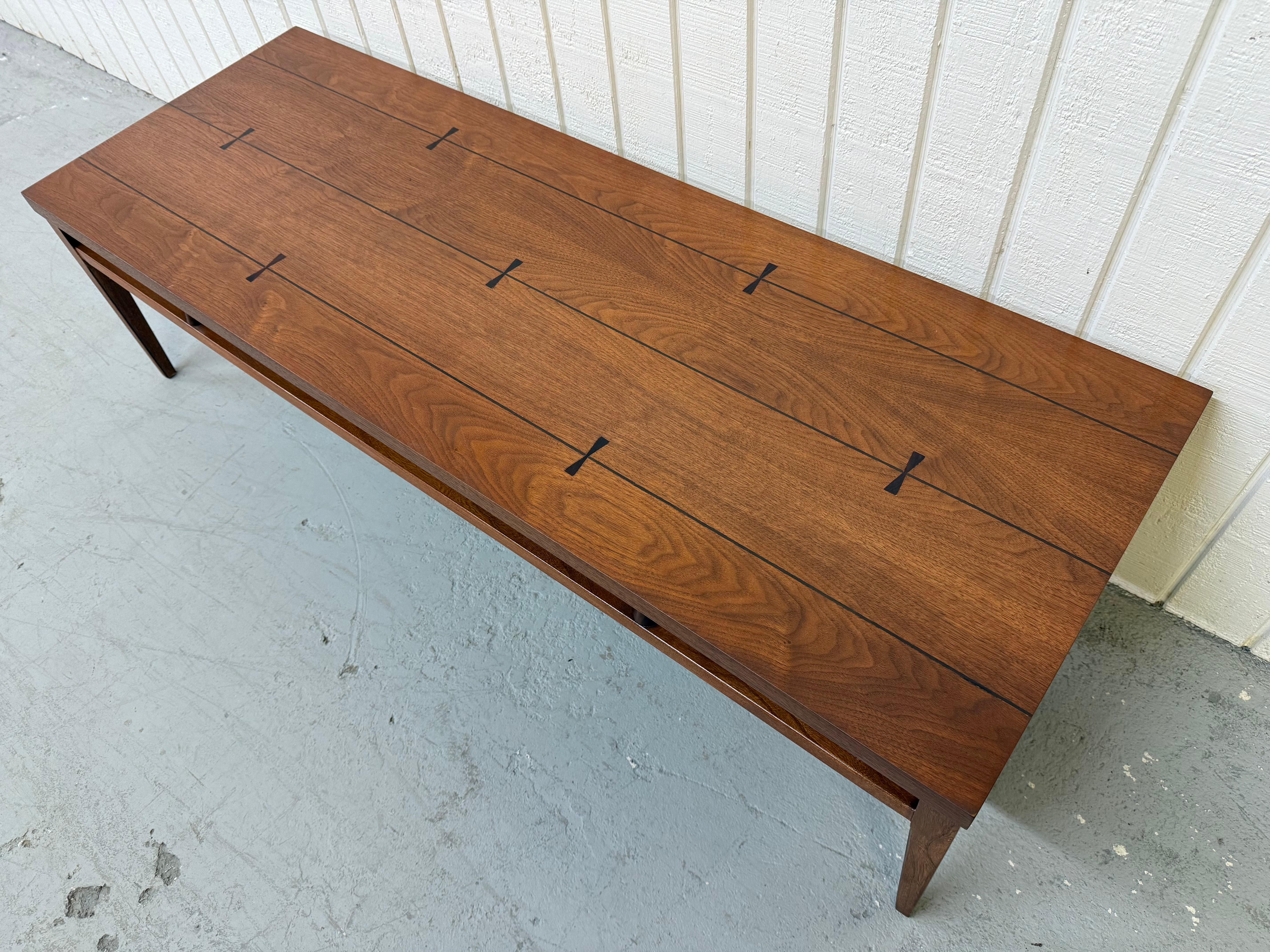 American Mid-Century Modern Lane Tuxedo Walnut Coffee Table For Sale