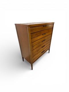 Mid-Century Modern Lane Tuxedo Walnut High Chest