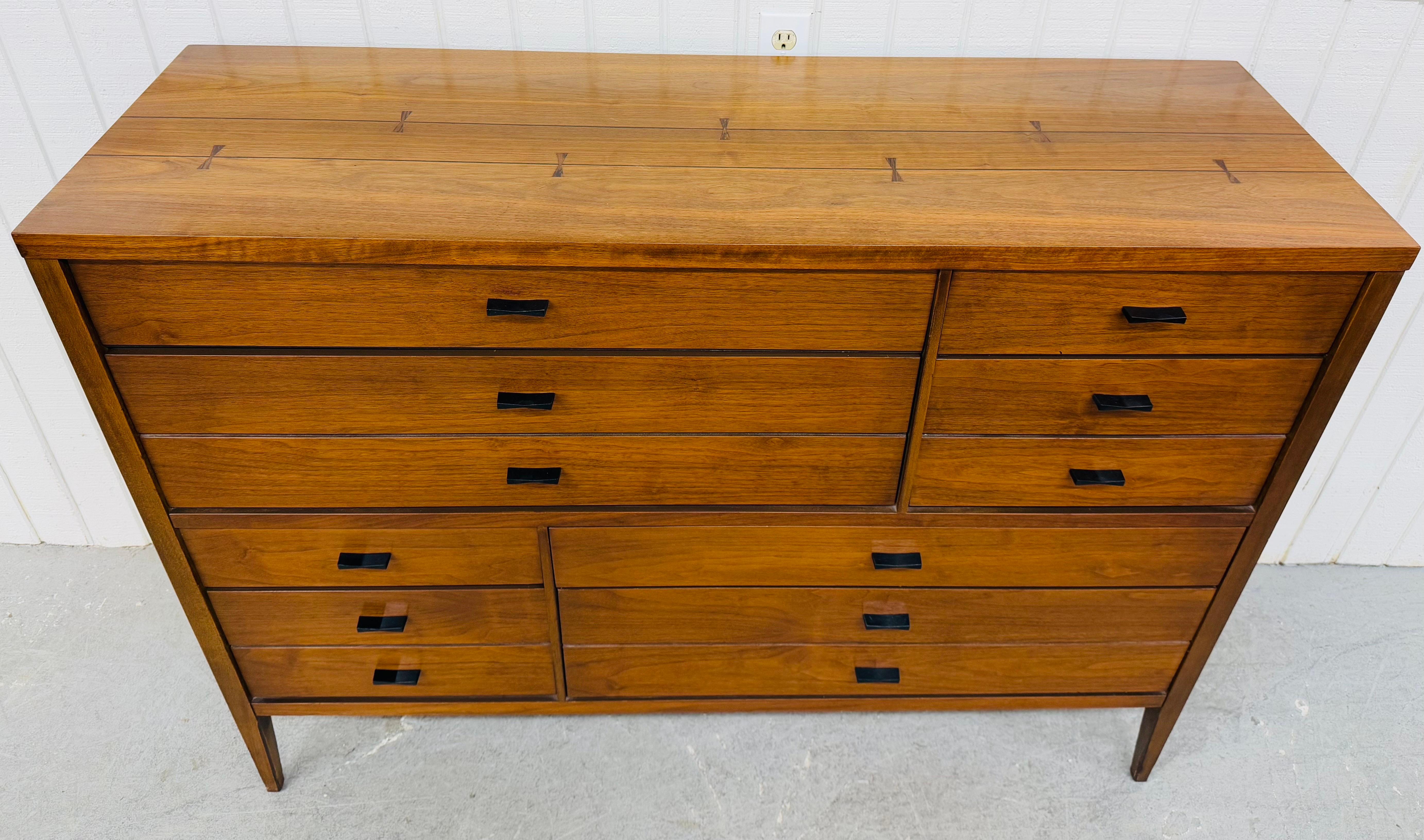 20th Century Mid-Century Modern Lane Tuxedo Walnut Magna High Chest