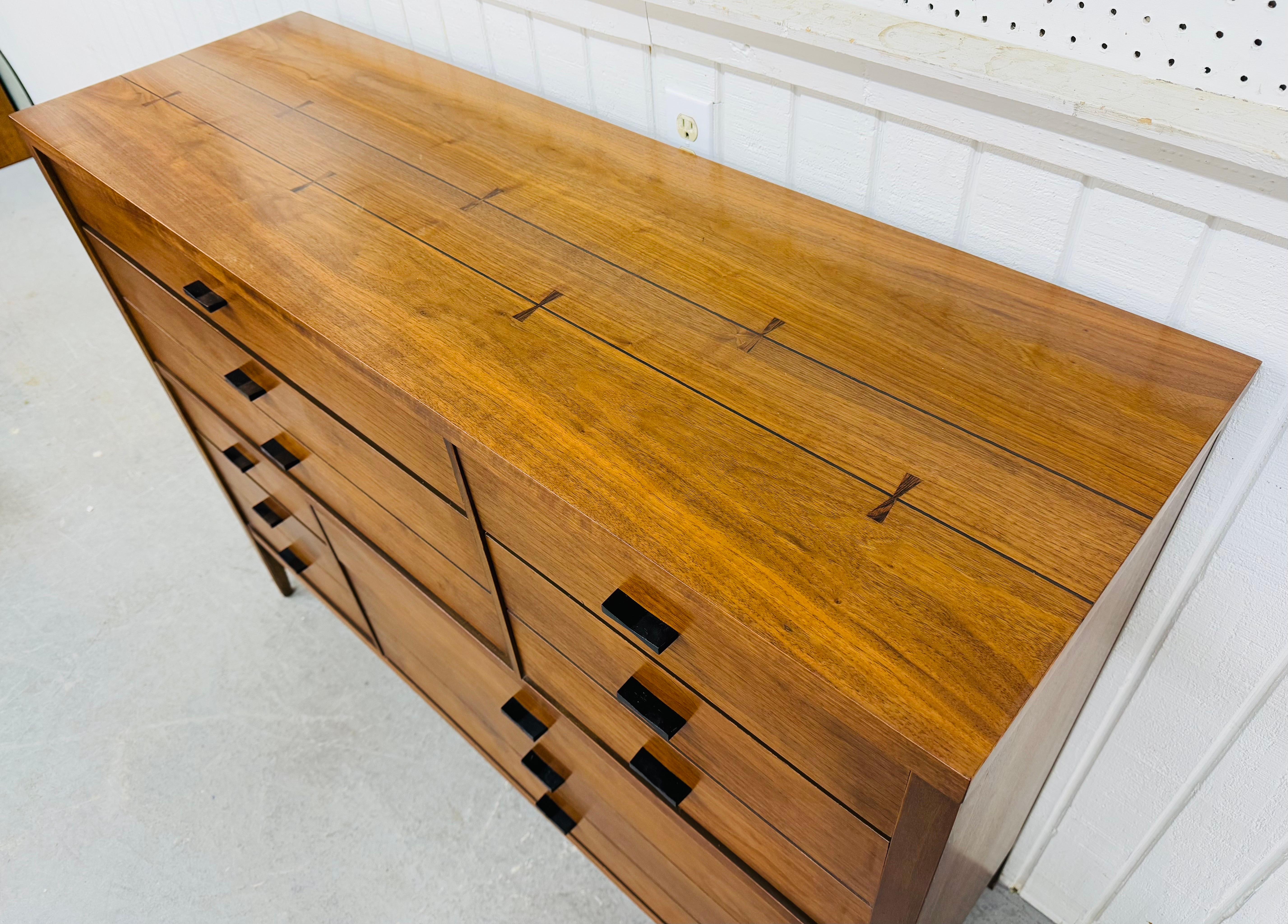 Metal Mid-Century Modern Lane Tuxedo Walnut Magna High Chest