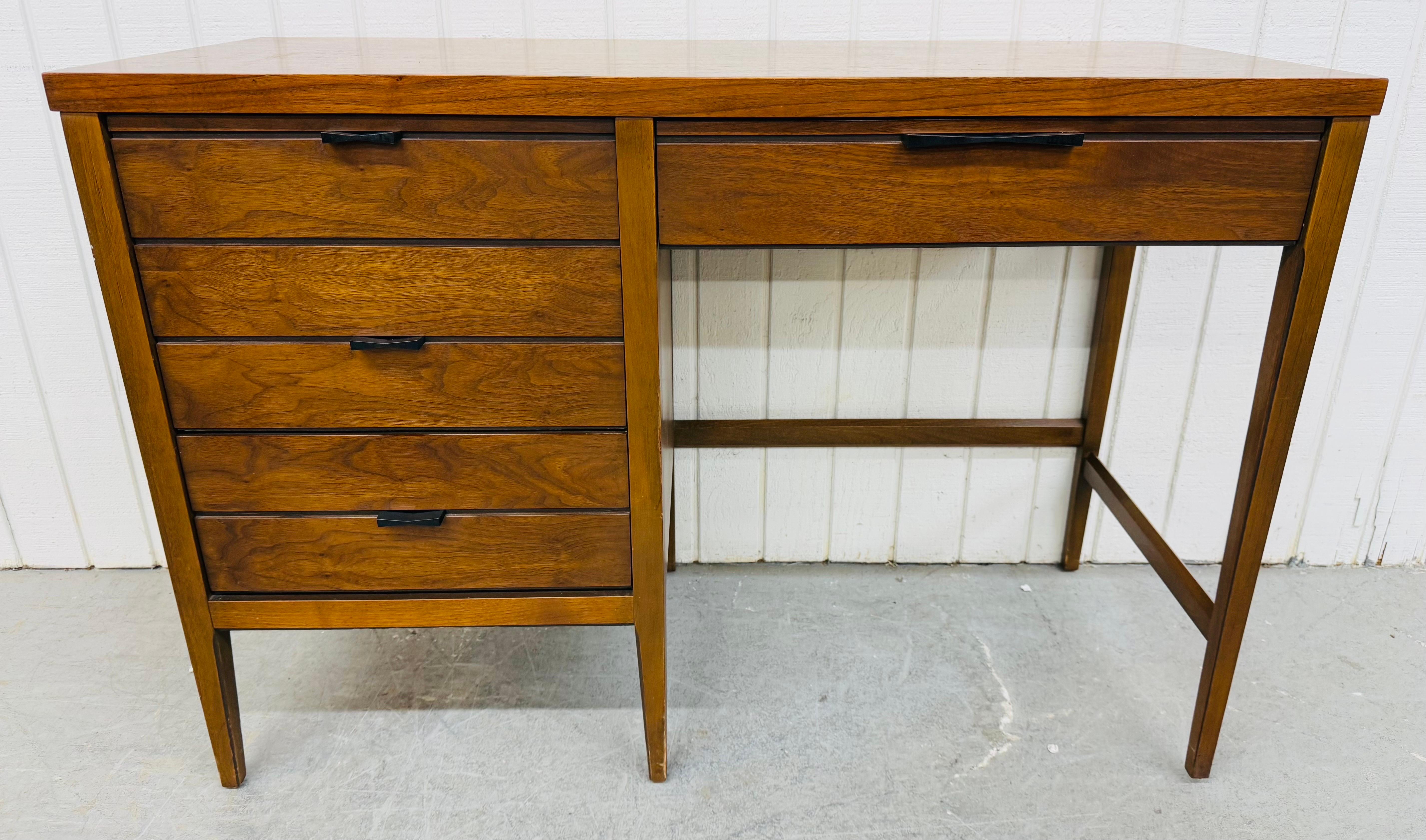 American Mid-Century Modern Lane Tuxedo Walnut Writing Desk For Sale