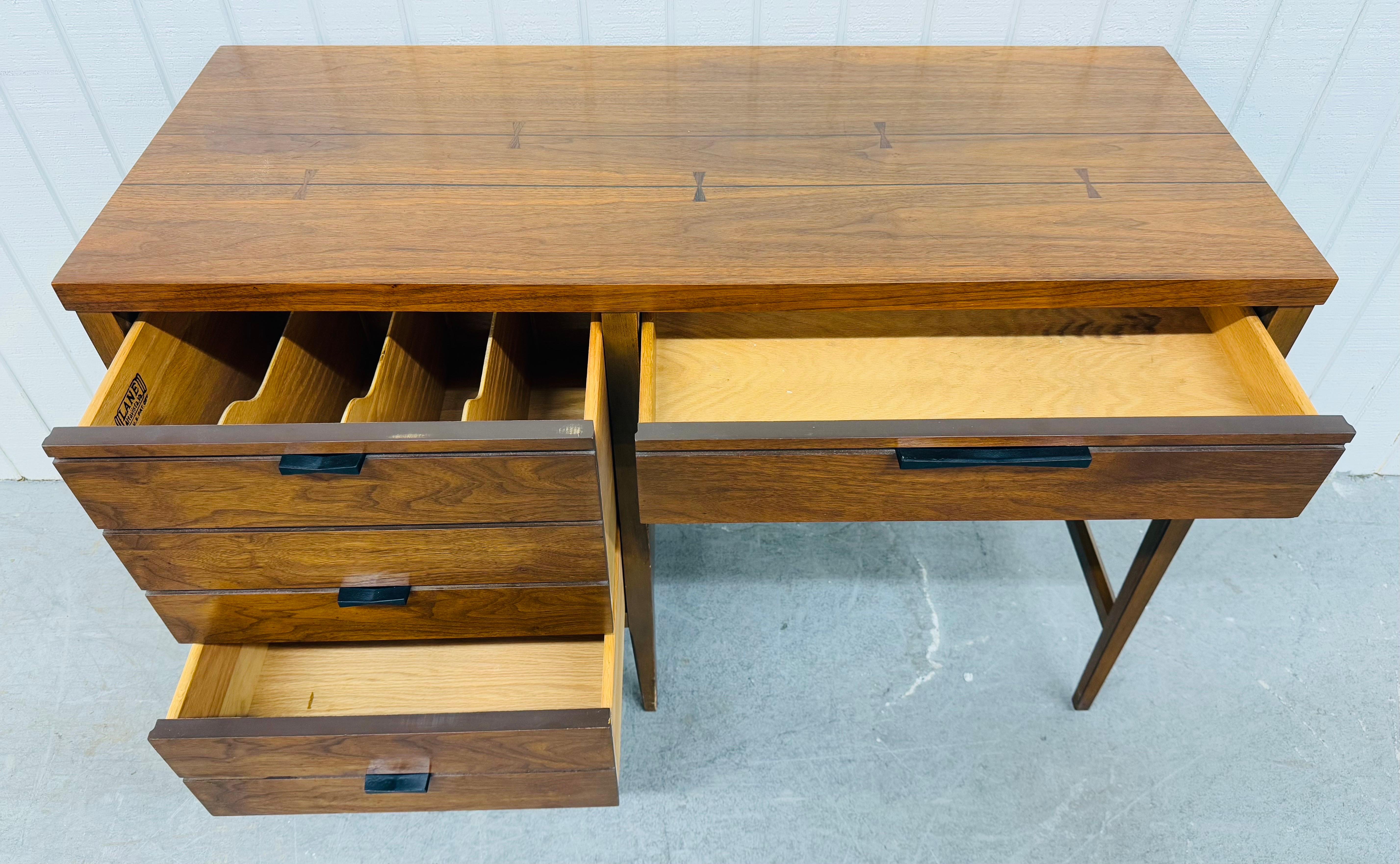 Mid-Century Modern Lane Tuxedo Walnut Writing Desk For Sale 1