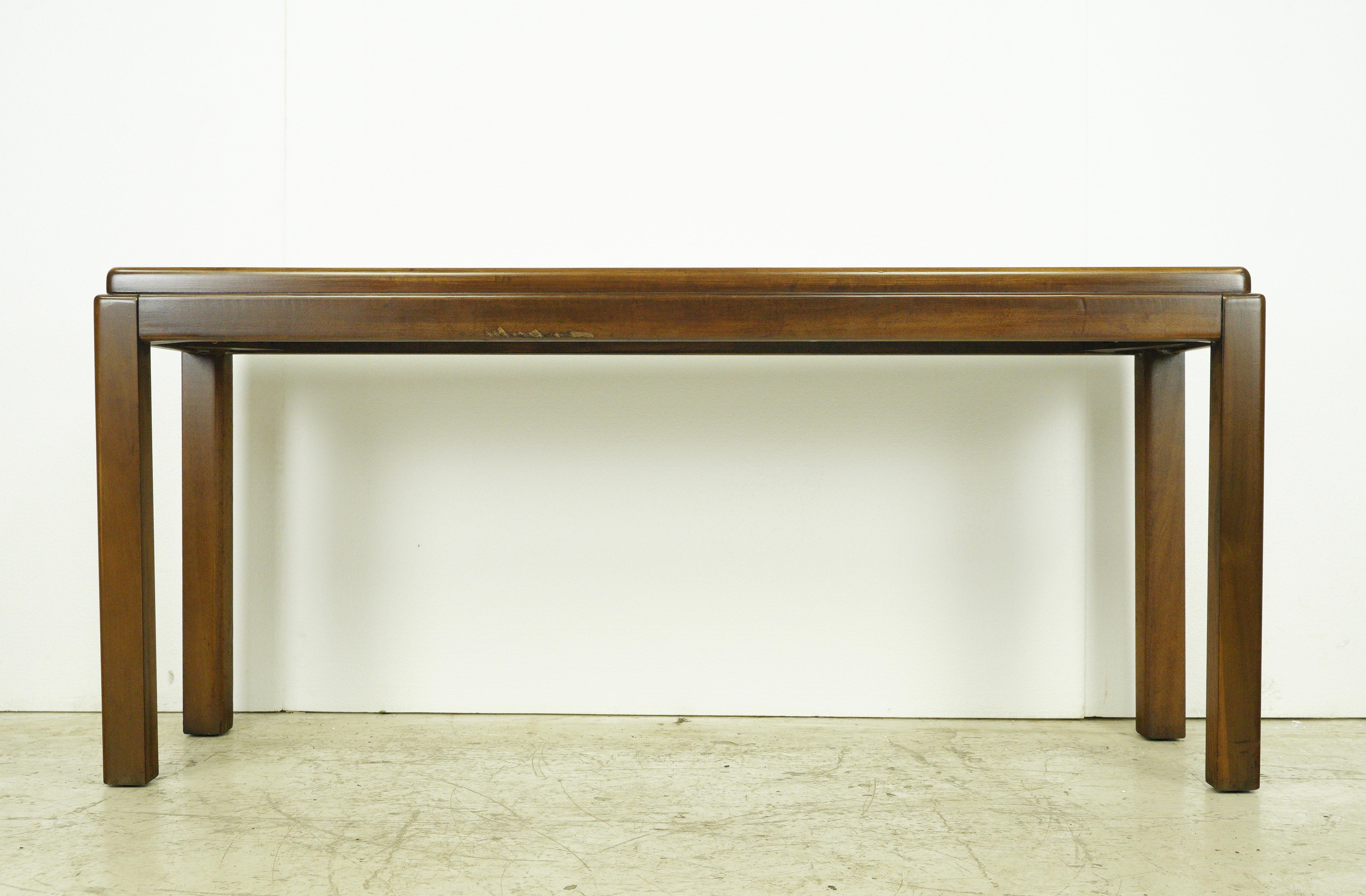 American Mid-Century Modern Lane Walnut Console Sofa Table For Sale