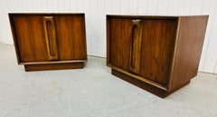 Mid-Century Modern Lane Walnut Cube Nightstands