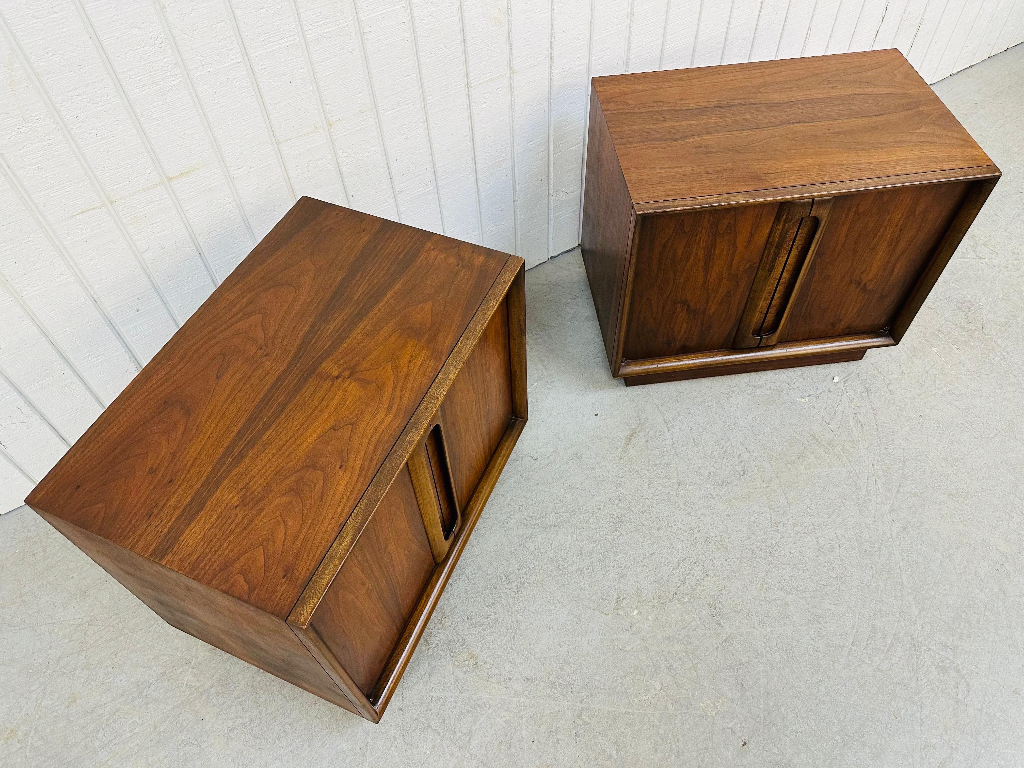 American Mid-Century Modern Lane Walnut Cube Nightstands