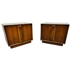 Mid-Century Modern Lane Walnut Cube Nightstands
