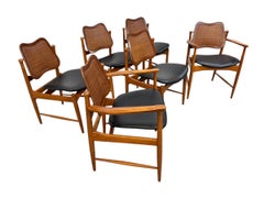 Mid-Century Modern Lane Walnut Dining Chairs - Set of 6