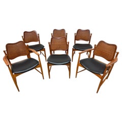 Mid-Century Modern Lane Walnut Dining Chairs - Set of 6