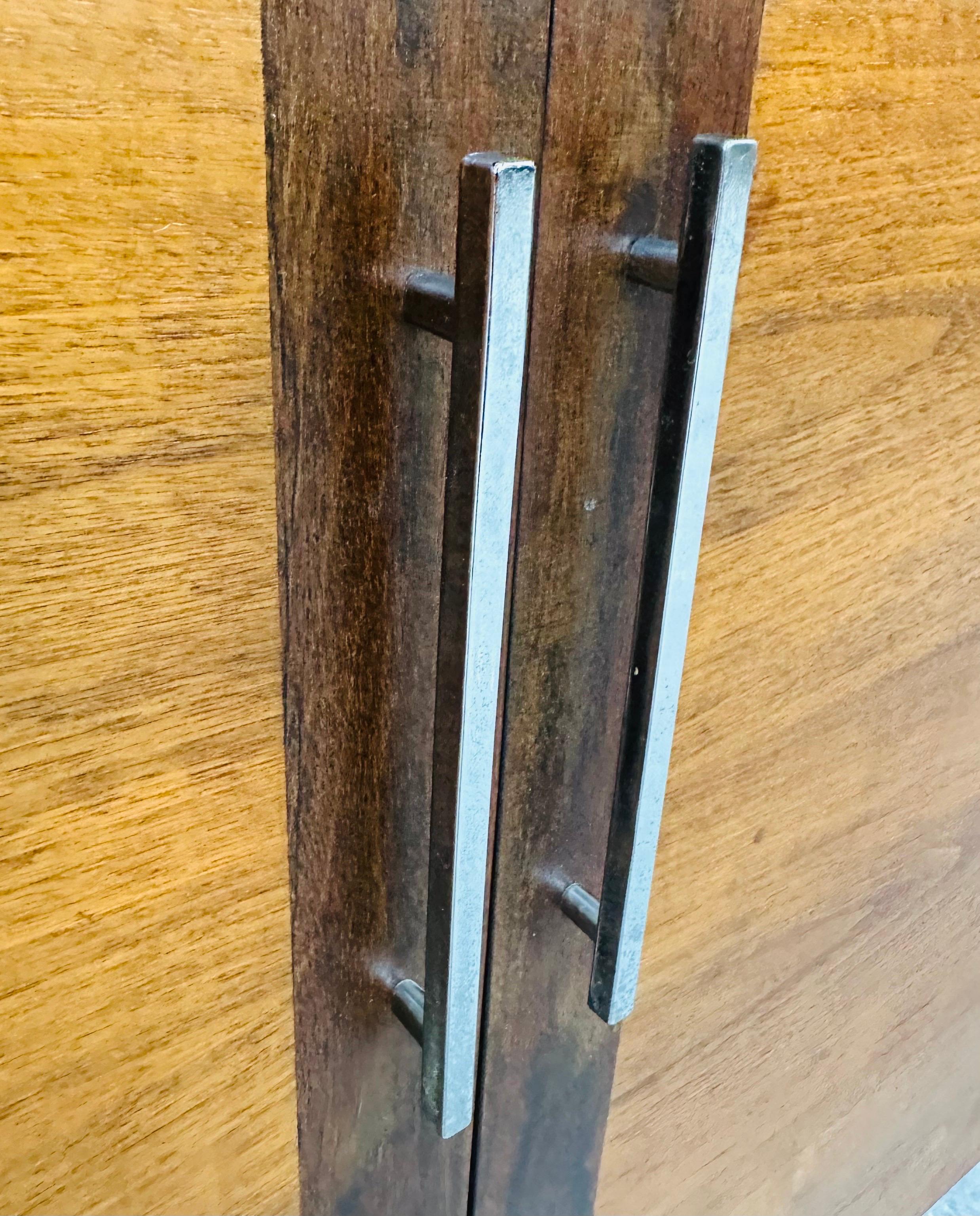 Glass Mid-Century Modern Lane Walnut Display Cabinets - Set of 2