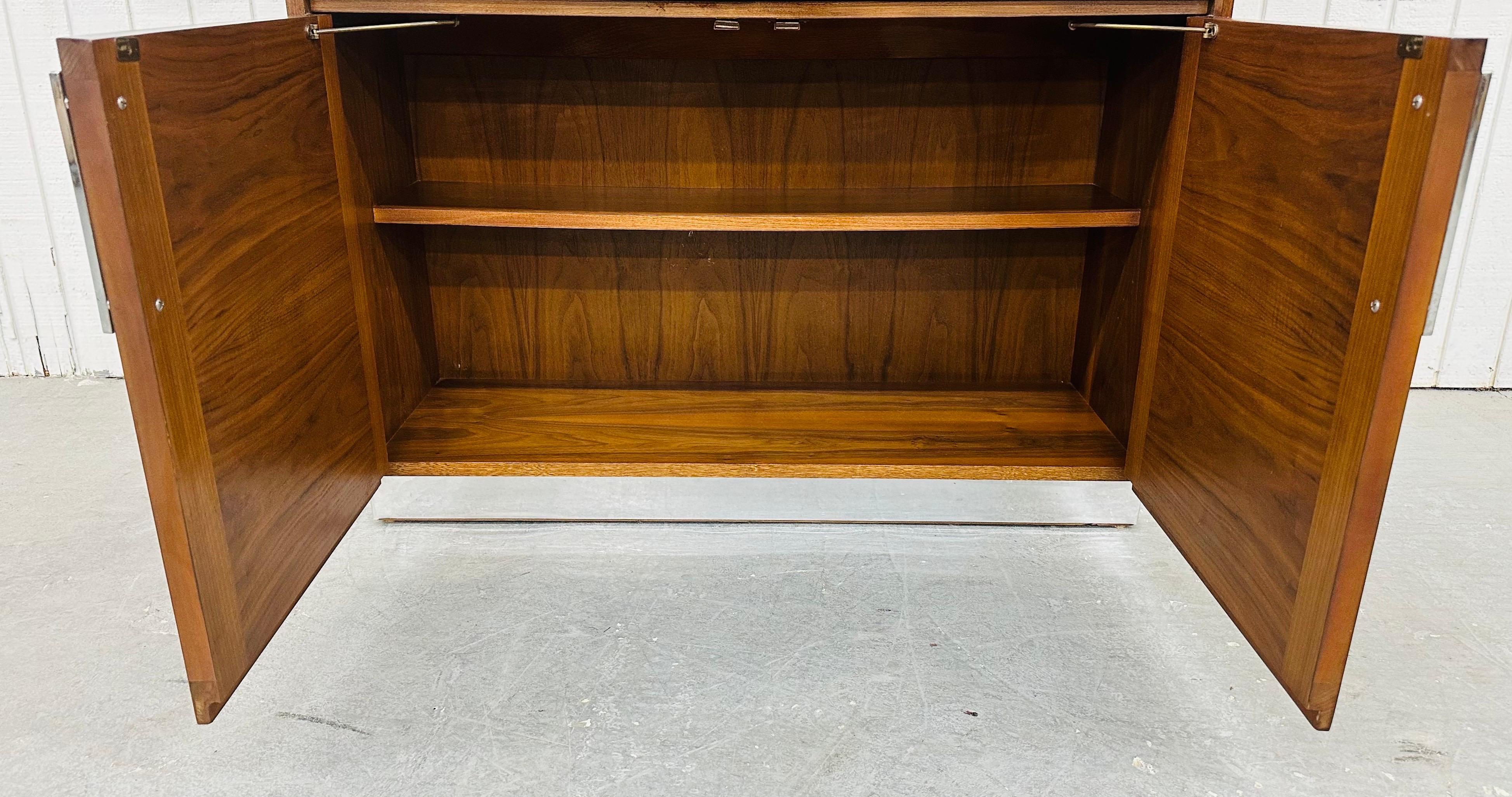 Mid-Century Modern Lane Walnut Display Cabinets - Set of 2 1