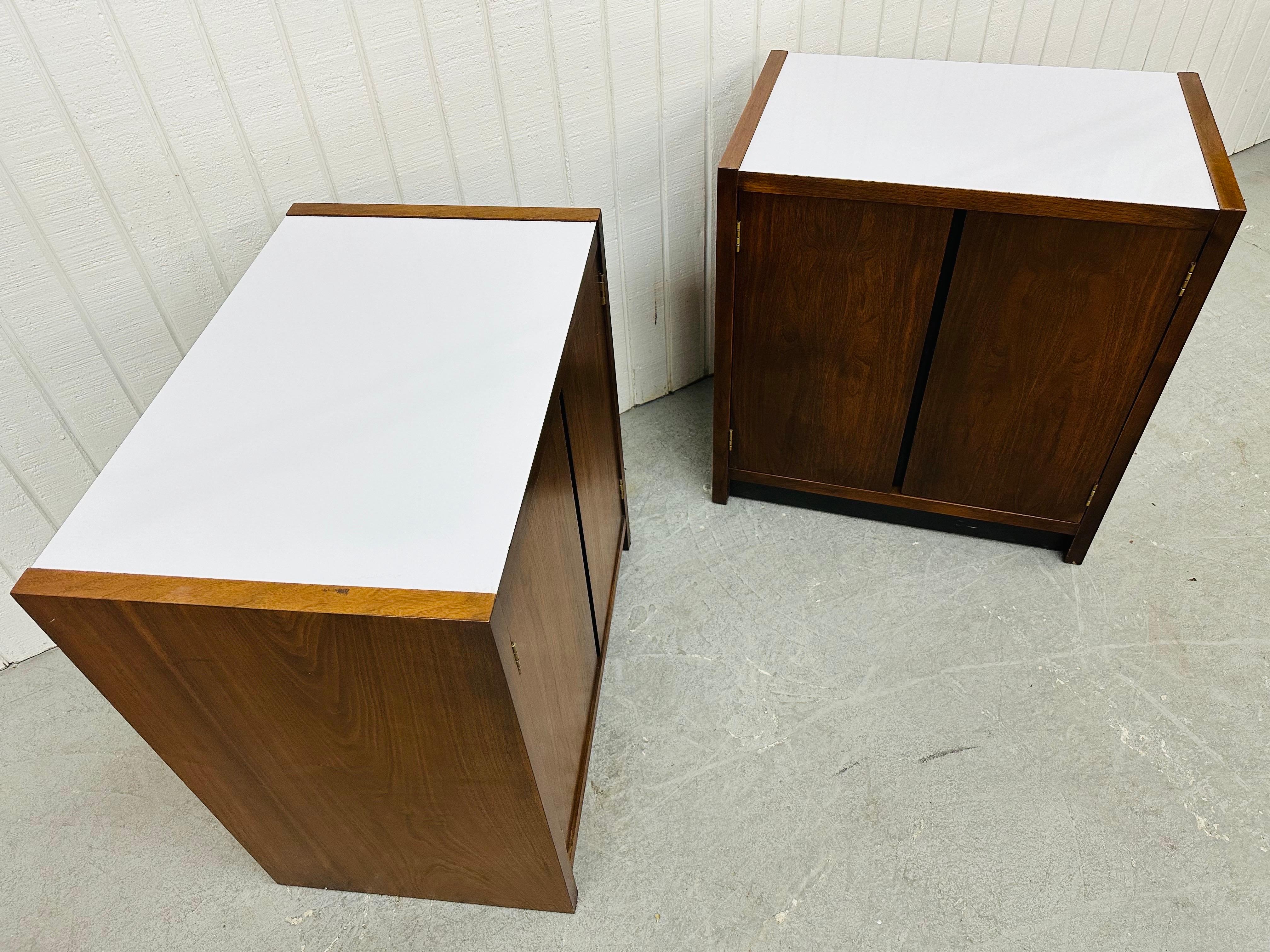Mid-Century Modern Lane Walnut Record Cabinets - Set of 2 In Good Condition In Clarksboro, NJ