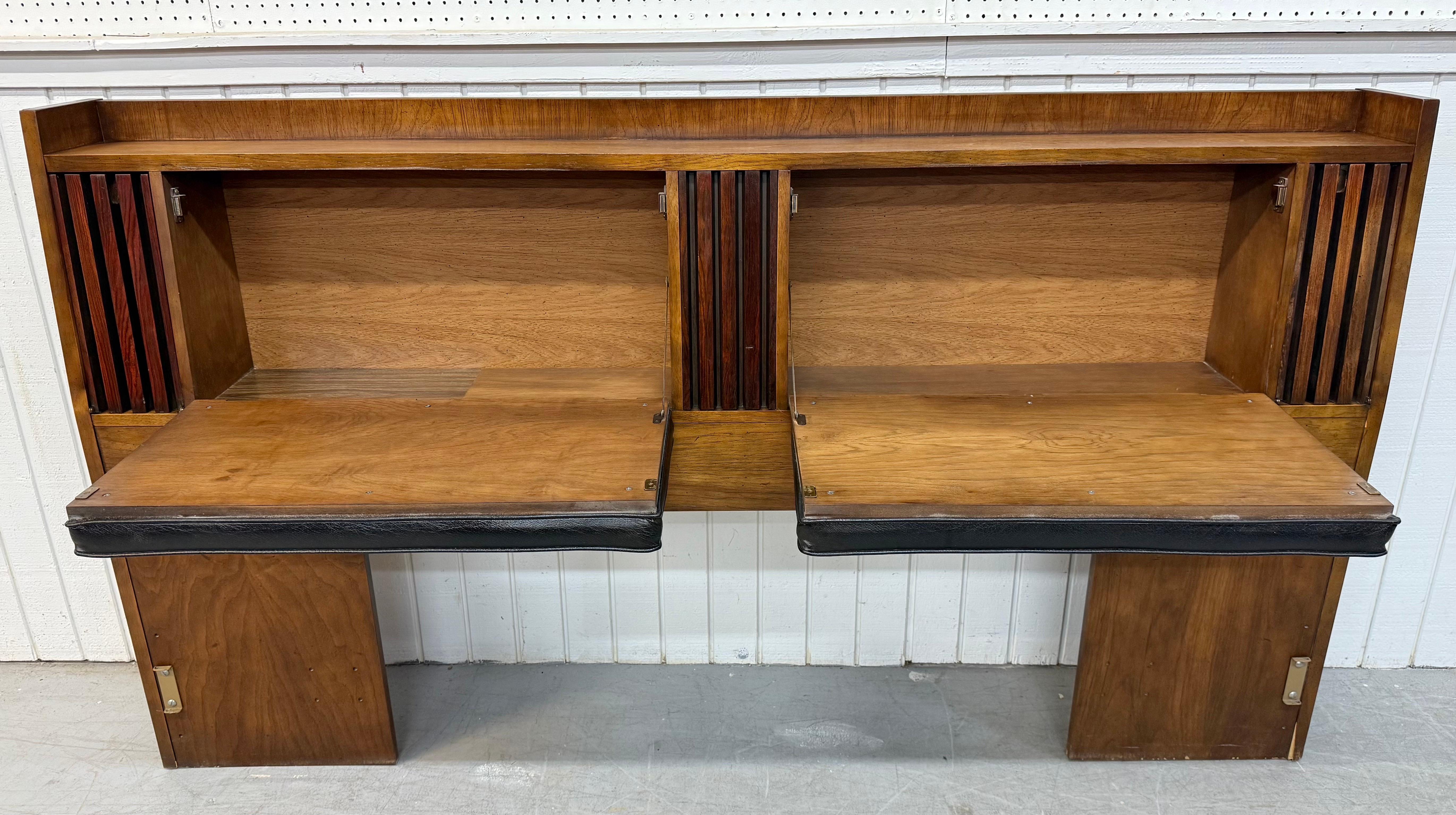 Mid-Century Modern Lane Walnut & Rosewood King Size Headboard For Sale 1