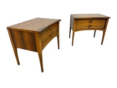 Mid-Century Modern Lane Walnut & Rosewood Nightstands - Set of 2