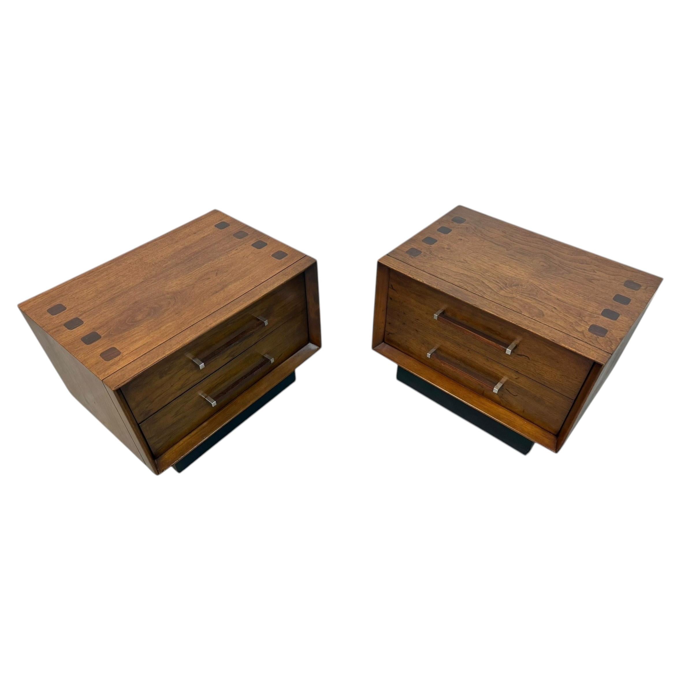 Comodini in noce e palissandro in stile Mid-Century Modern Lane - Set da 2 - Ristrutturati!