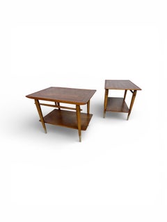 Mid-Century Modern Lane Walnut Side Tables - Set of 2