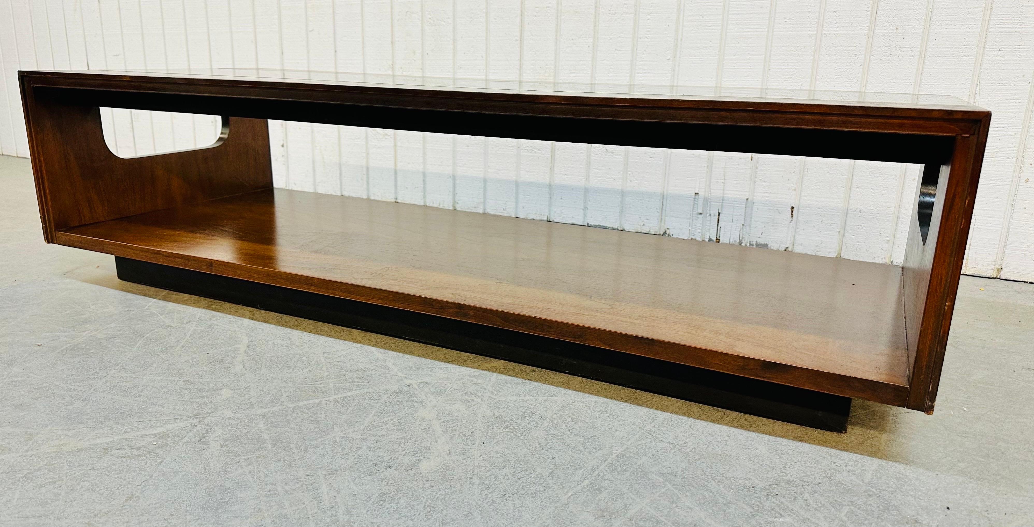 Mid-Century Modern Lane Walnut Smoked Glass Coffee Table 3