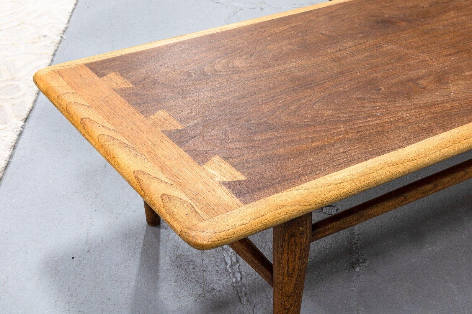American Mid Century Modern Lane Walnut Wood Low Rectangular Coffee Table