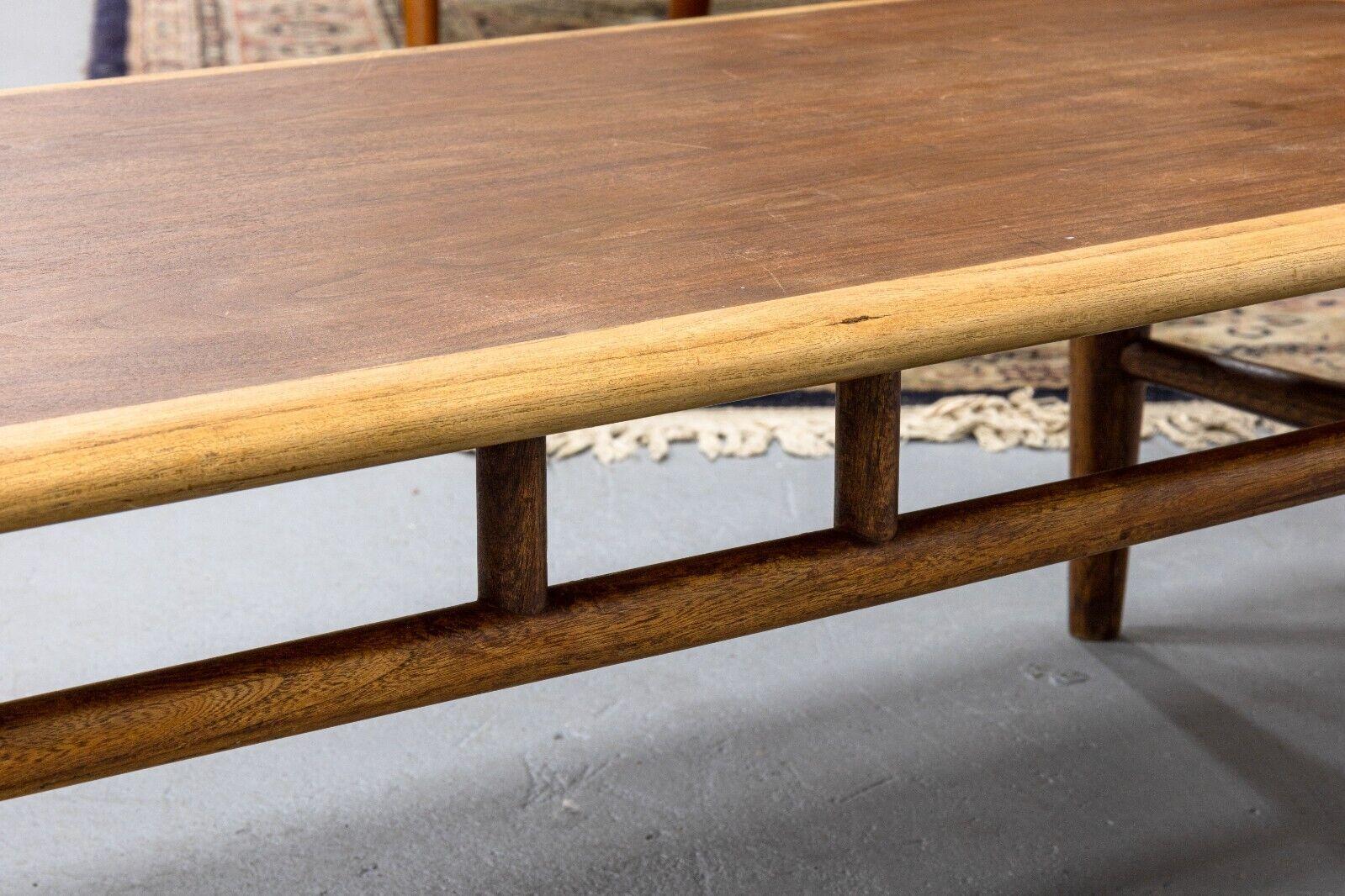 20th Century Mid Century Modern Lane Walnut Wood Low Rectangular Coffee Table