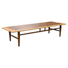 Vintage Mid Century Modern Lane Walnut Wood Low Rectangular Coffee Table