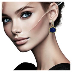 Mid Century Modern Lapis & Gold Earrings