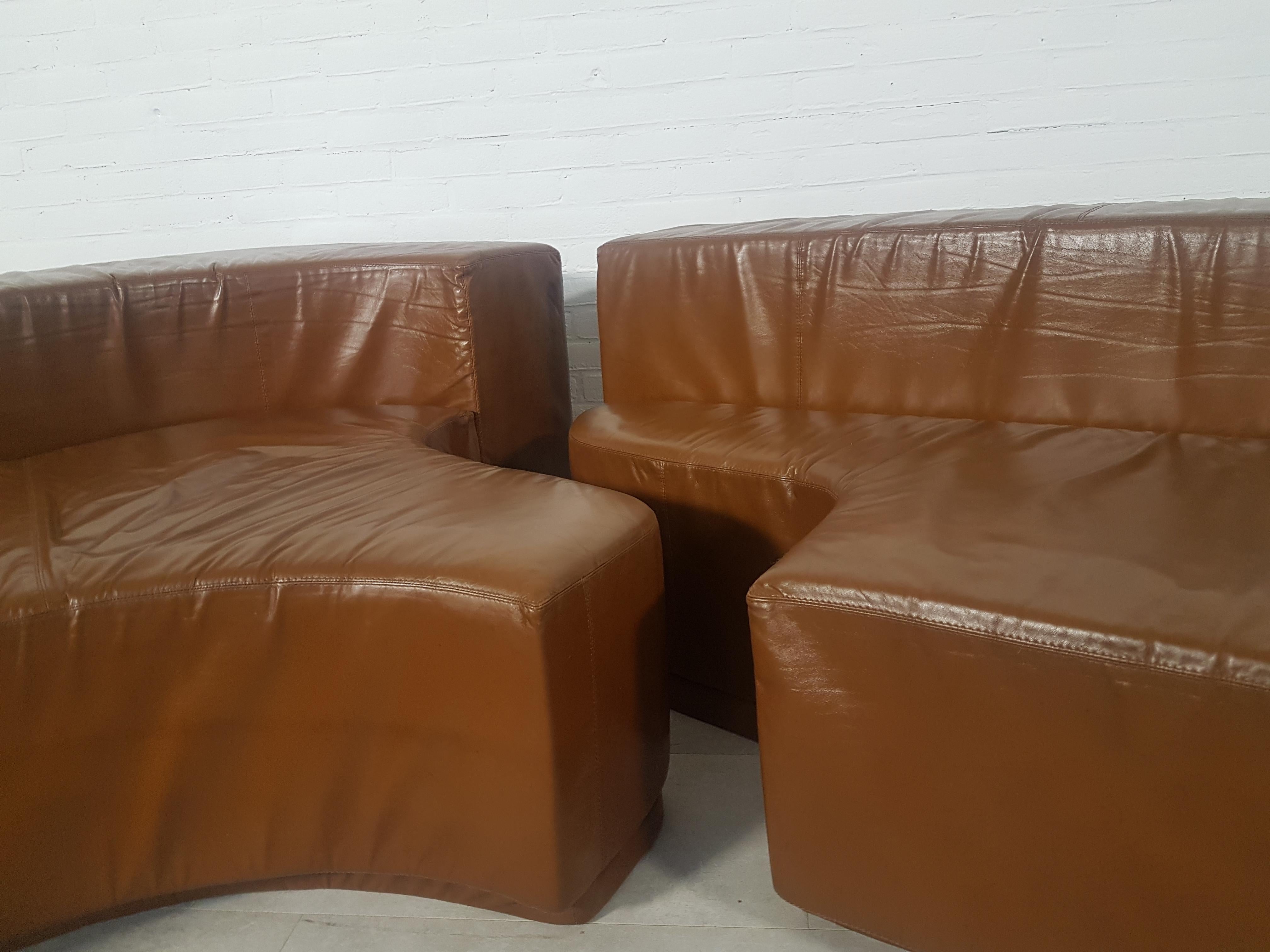 Leather Mid-Century Modern 'Lara' Sectional Sofa by Pamio, Noti Massari and Renato Toso