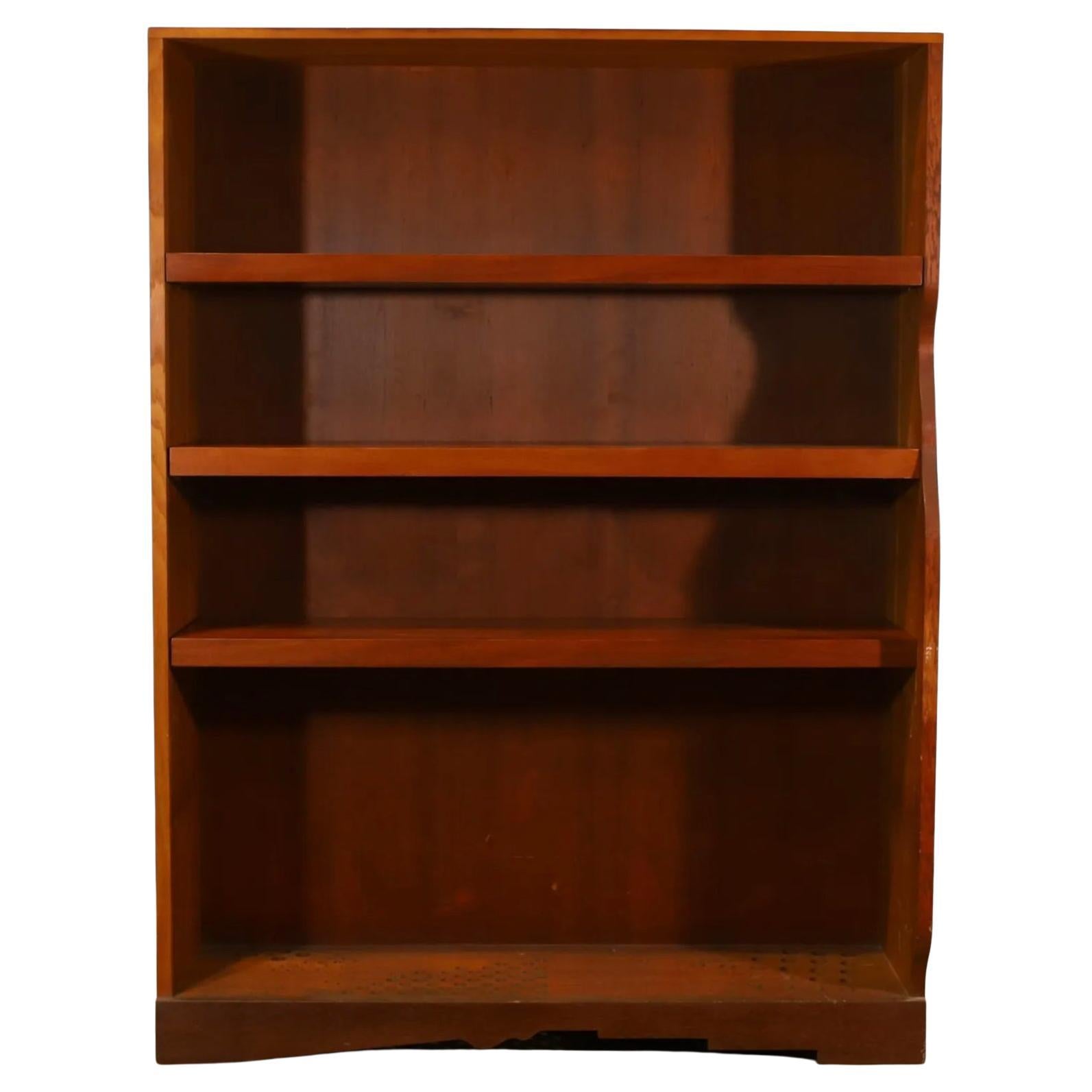 Woodwork Mid-Century Modern Large 4 Shelf Bookcase Cherry Oak American Studio Craft For Sale