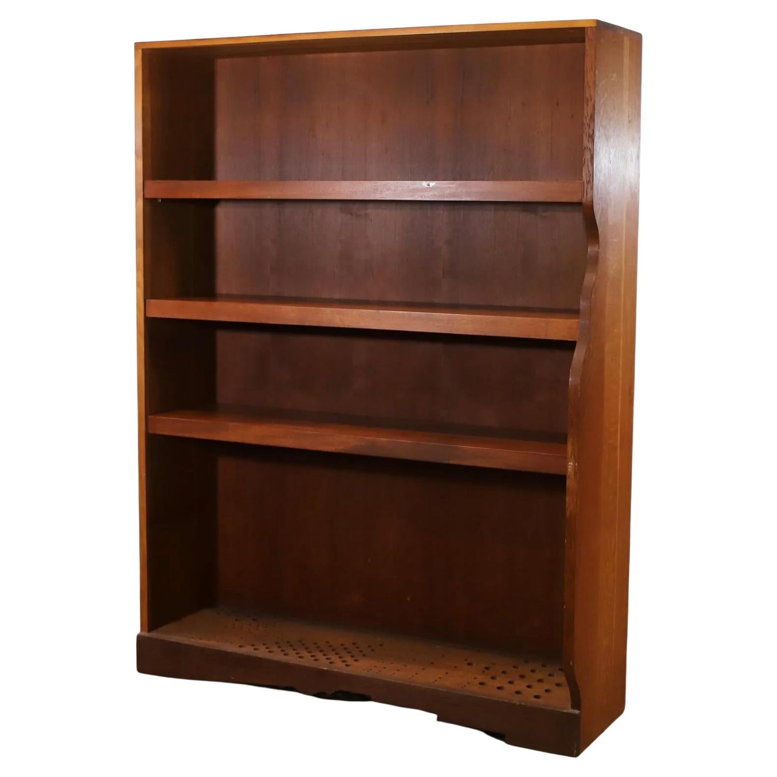 Mid-Century Modern Large 4 Shelf Bookcase Cherry Oak American Studio Craft In Good Condition For Sale In BROOKLYN, NY