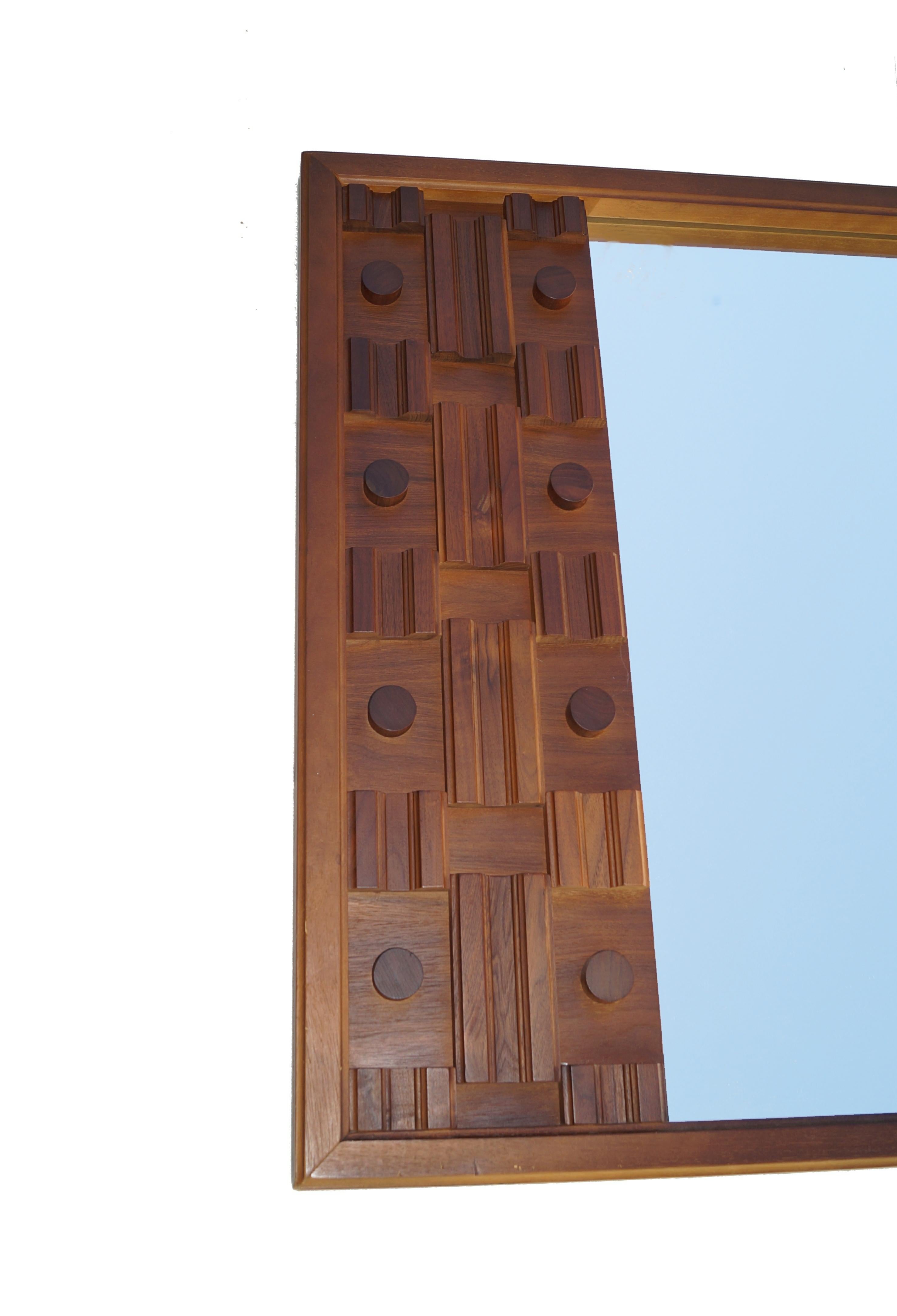 Other Mid-Century Modern Large Brutalist Long Sculpted Mirror