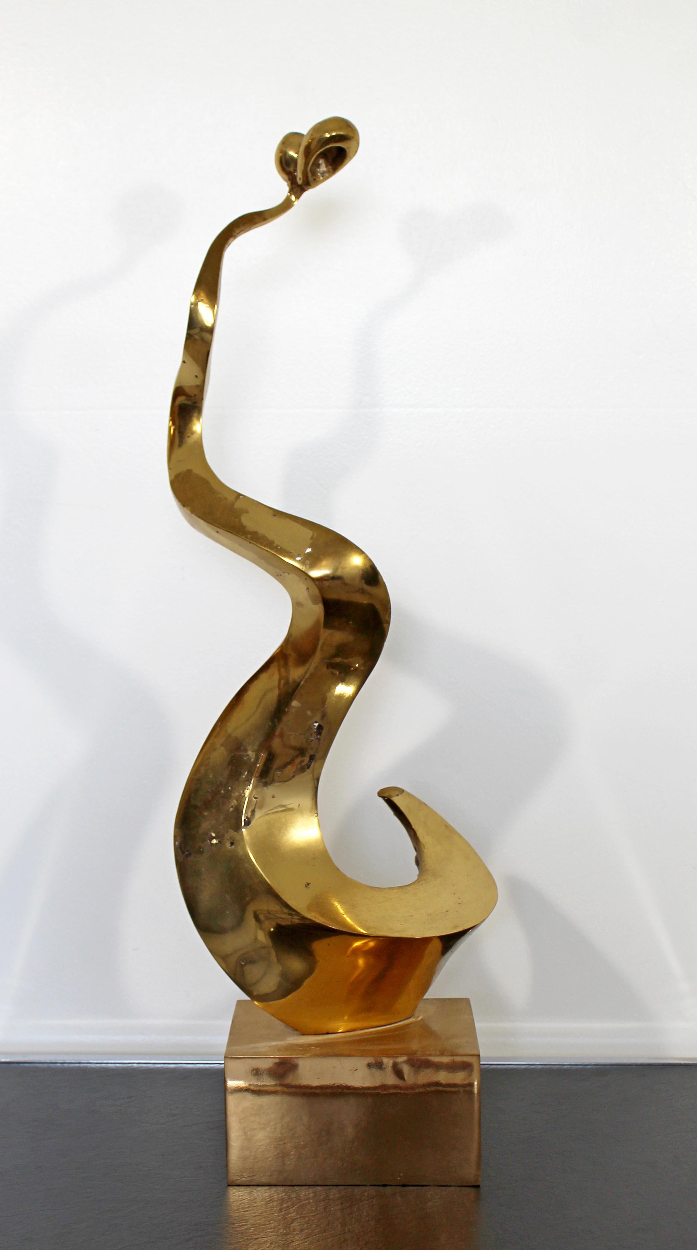 Mid-Century Modern Large Abstract Bronze Table Sculpture Signed Prince Monyo 1