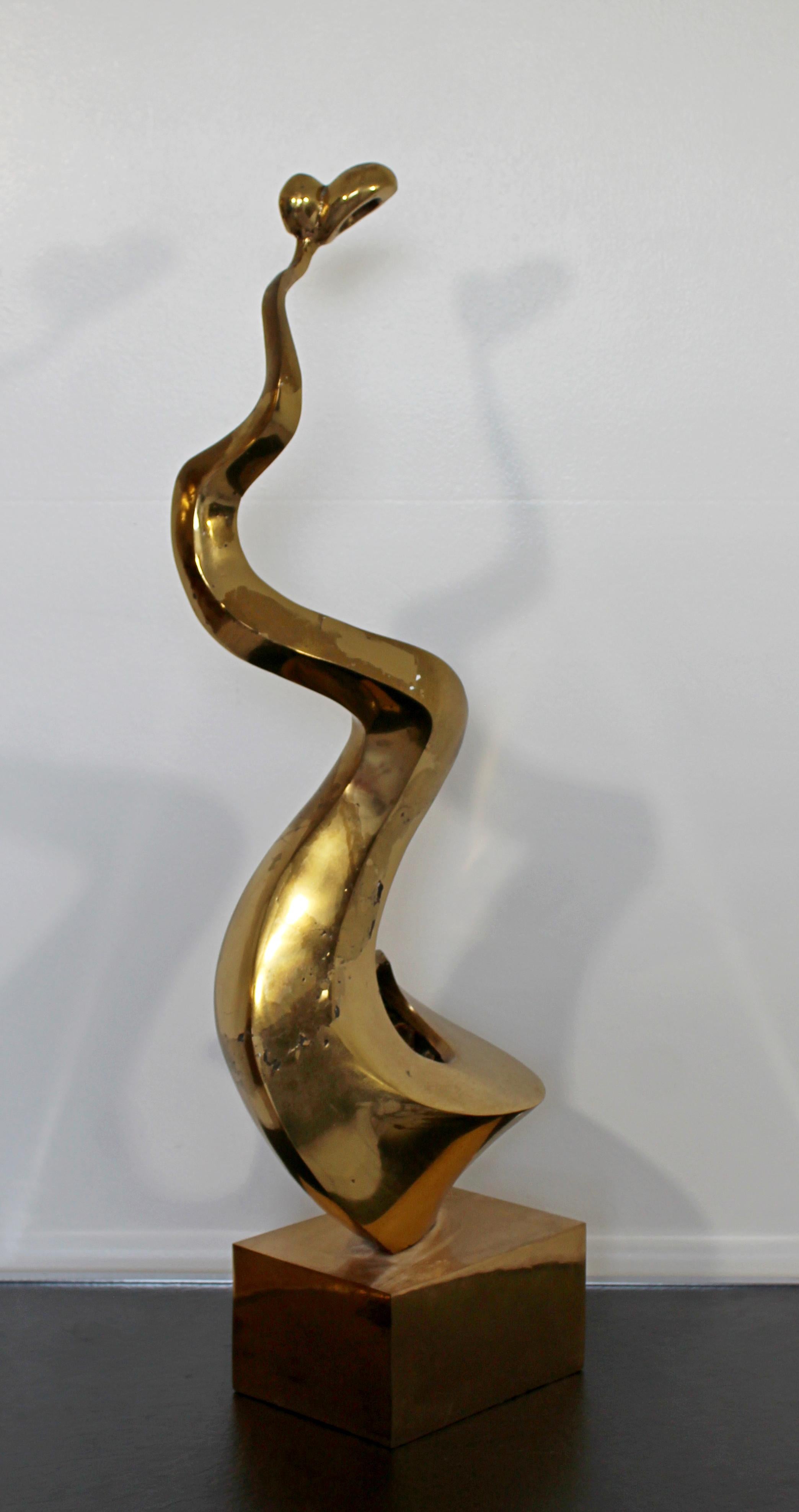 Mid-Century Modern Large Abstract Bronze Table Sculpture Signed Prince Monyo 2