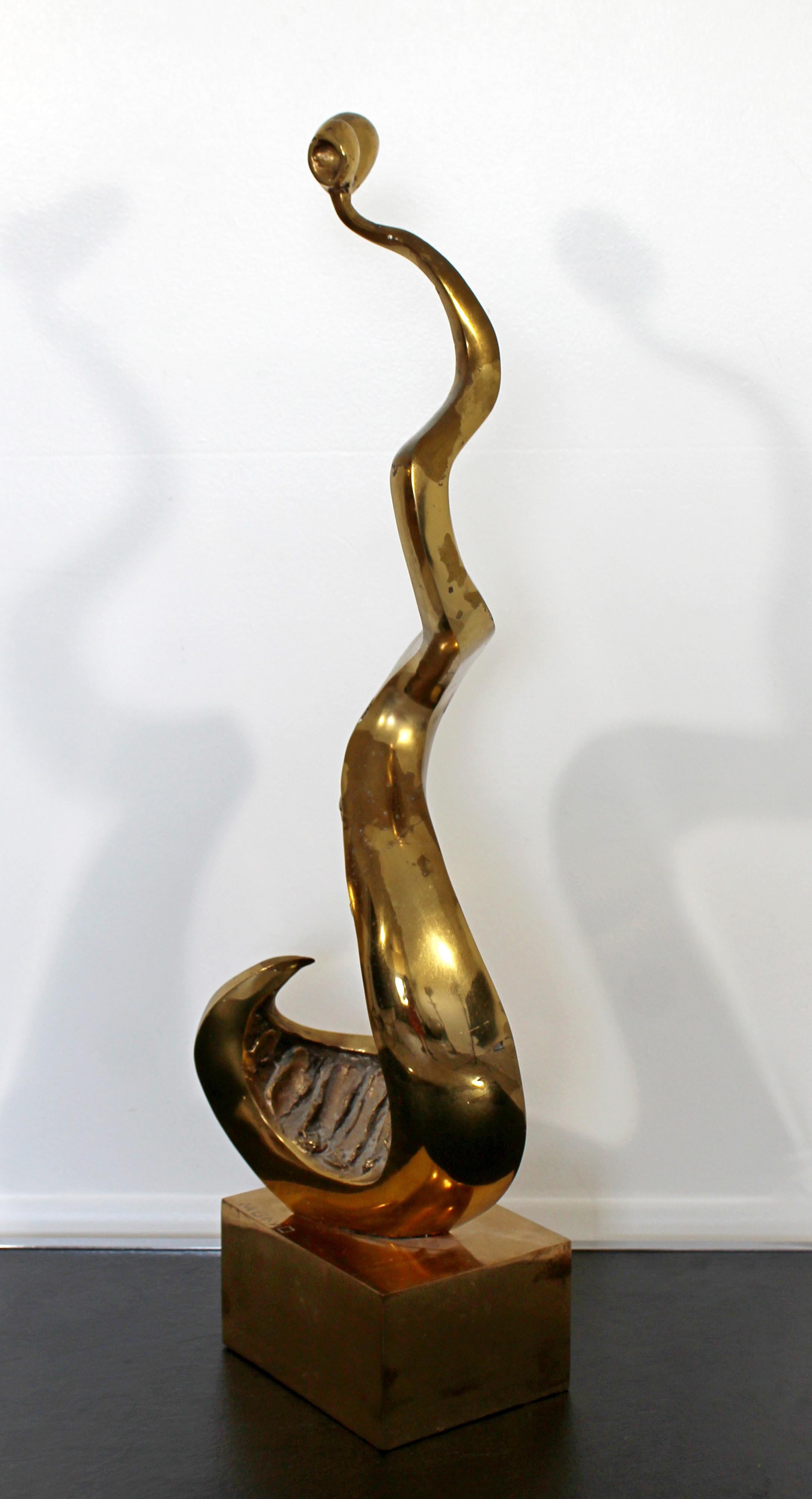 Mid-Century Modern Large Abstract Bronze Table Sculpture Signed Prince Monyo 4