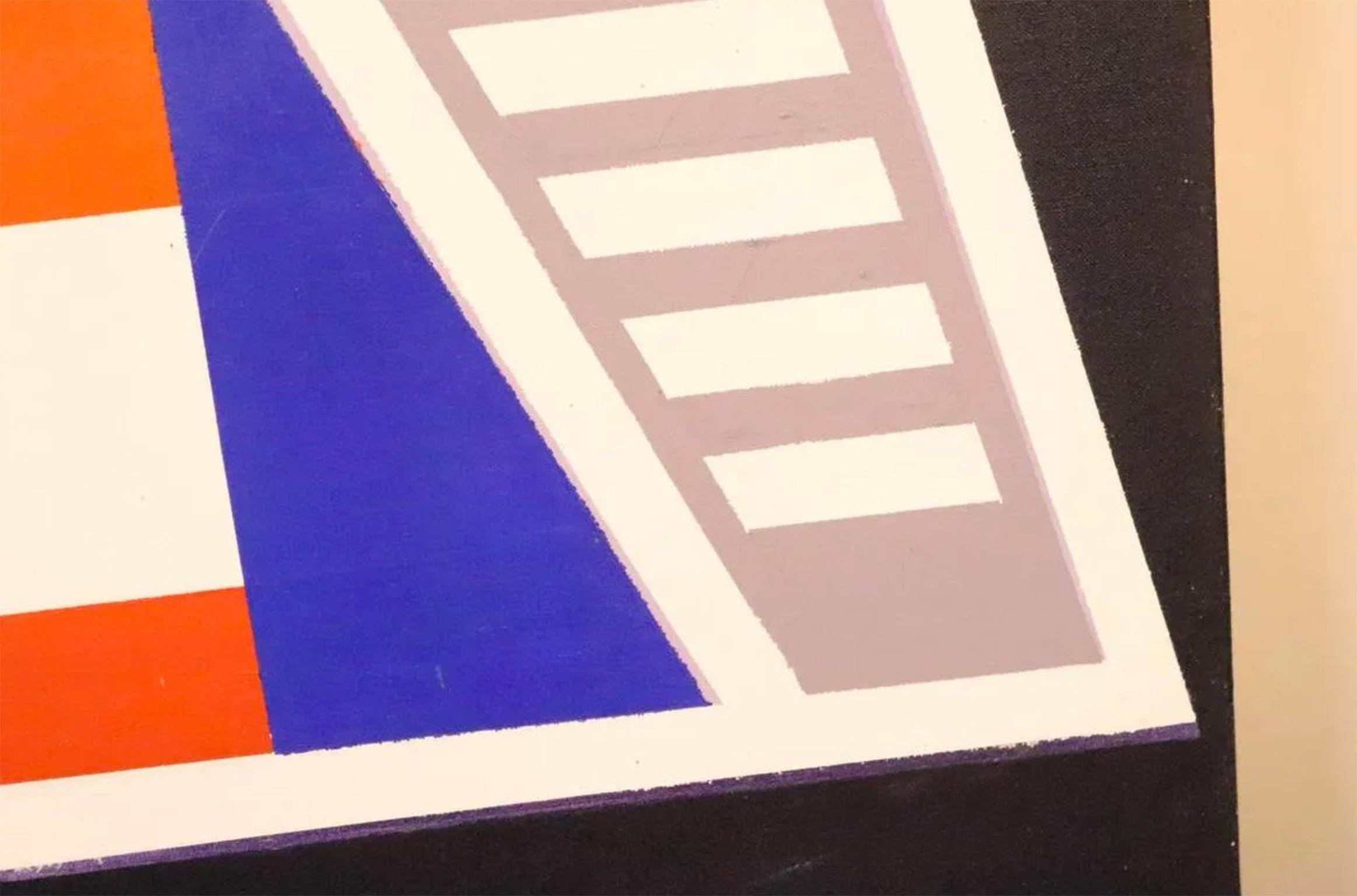 Großes abstraktes geometrisches Kunstwerk, Ölgemälde auf Leinwand, Mid-Century Modern, Kunst (amerikanisch) im Angebot