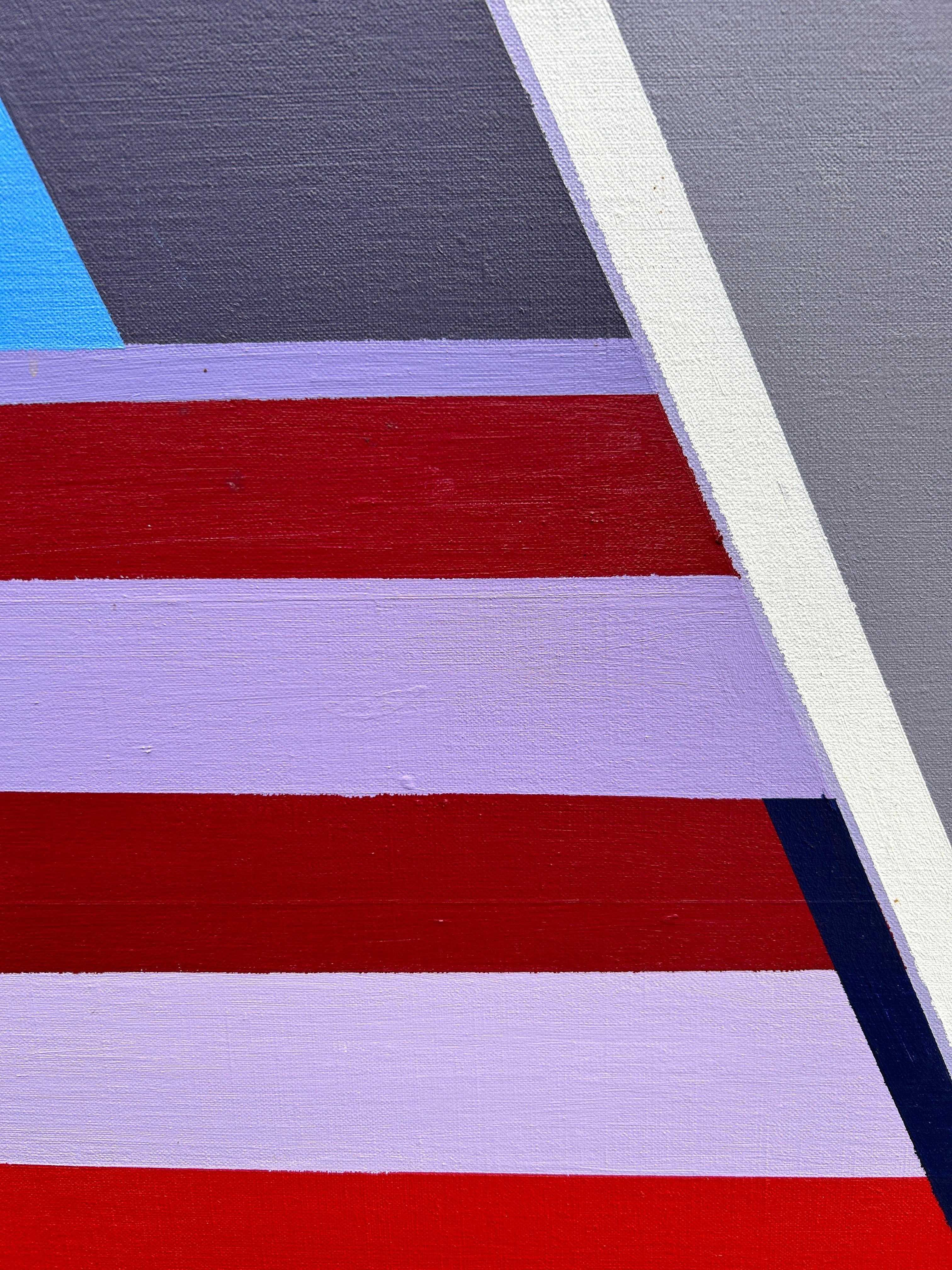 Großes abstraktes geometrisches Kunstwerk, Ölgemälde auf Leinwand, Mid-Century Modern, Kunst im Zustand „Gut“ im Angebot in Brooklyn, NY